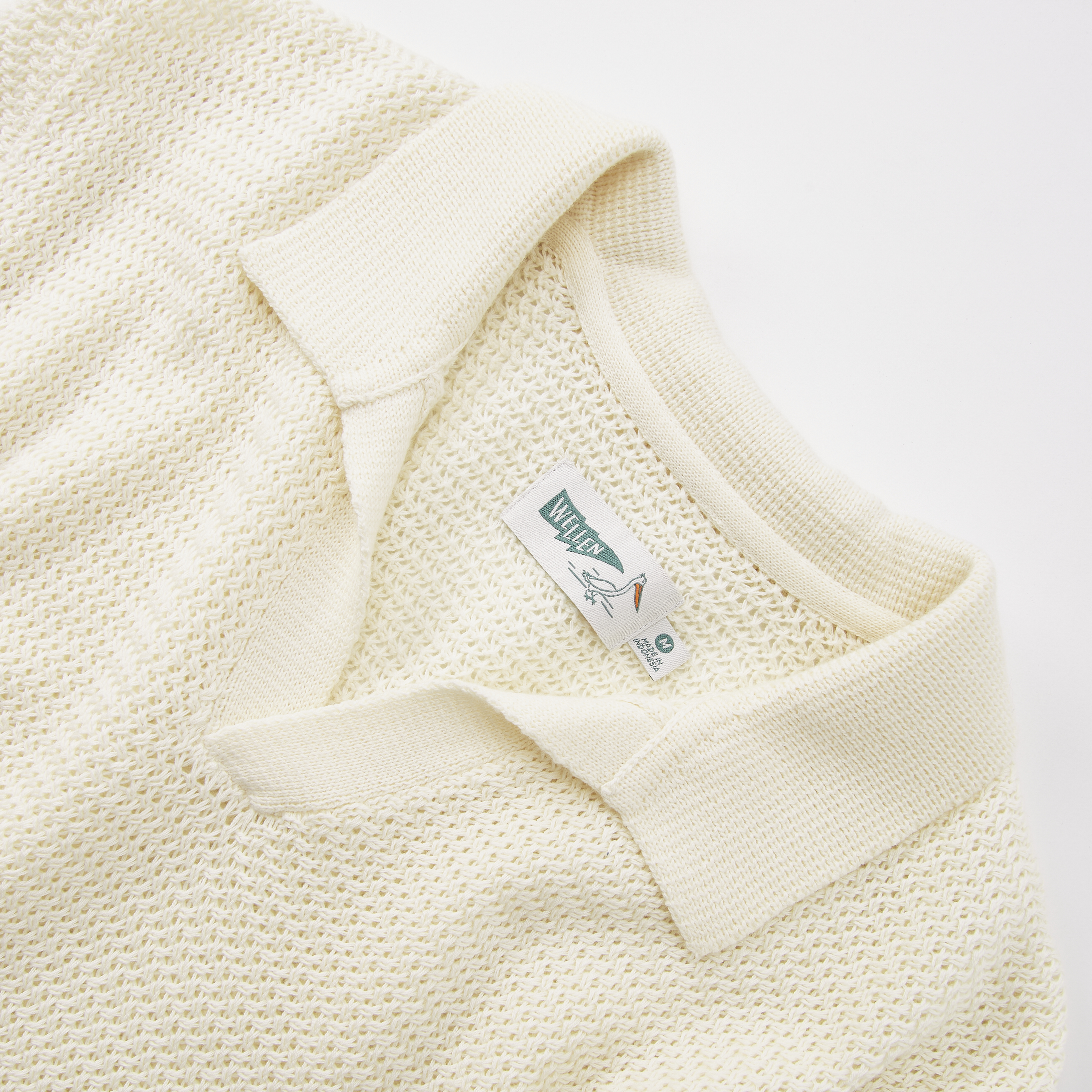 Wellen Crochet Knit Polo Shirt - Natural | Polo Shirts