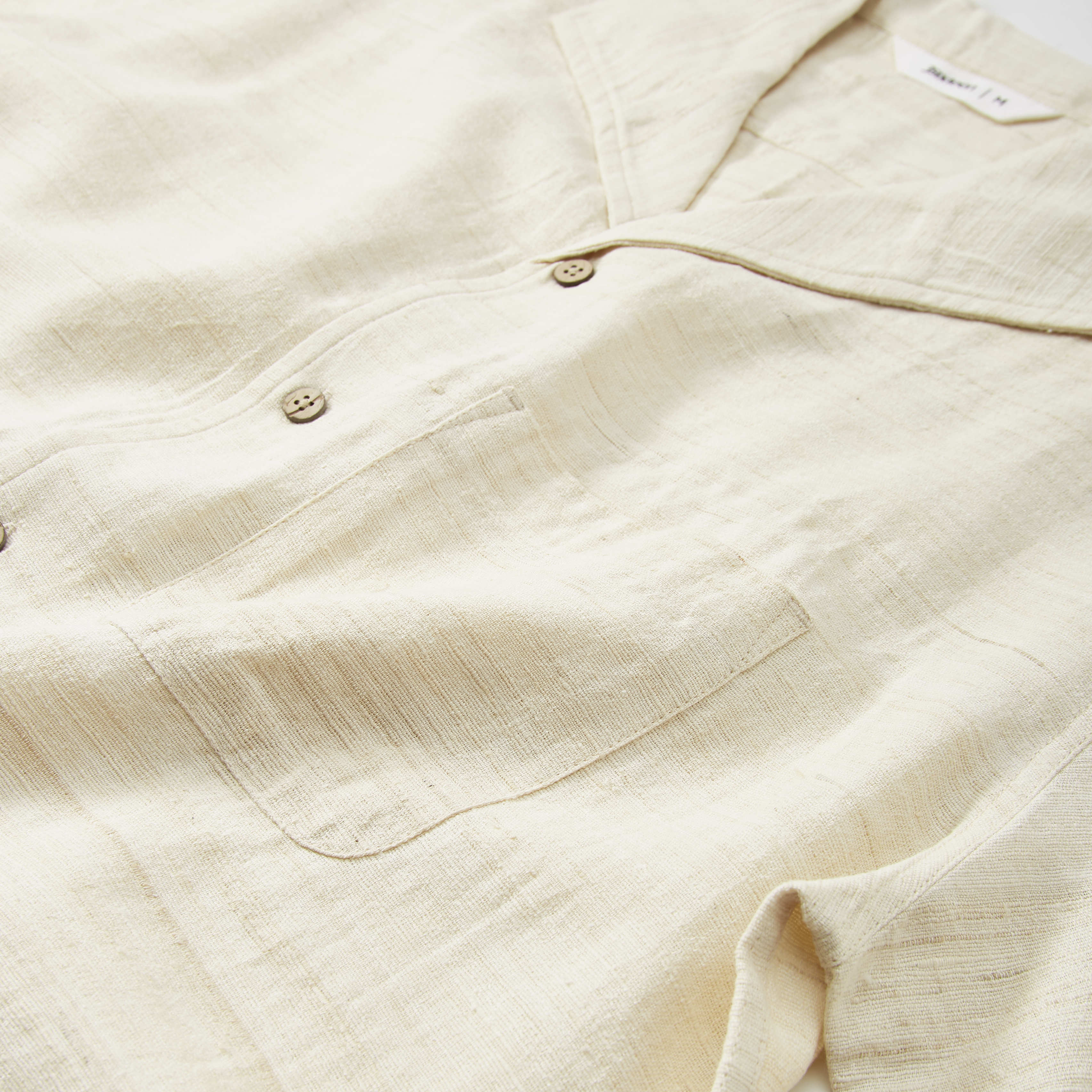 3sixteen Handloom Leisure Silk Shirt - Ivory | Short Sleeve