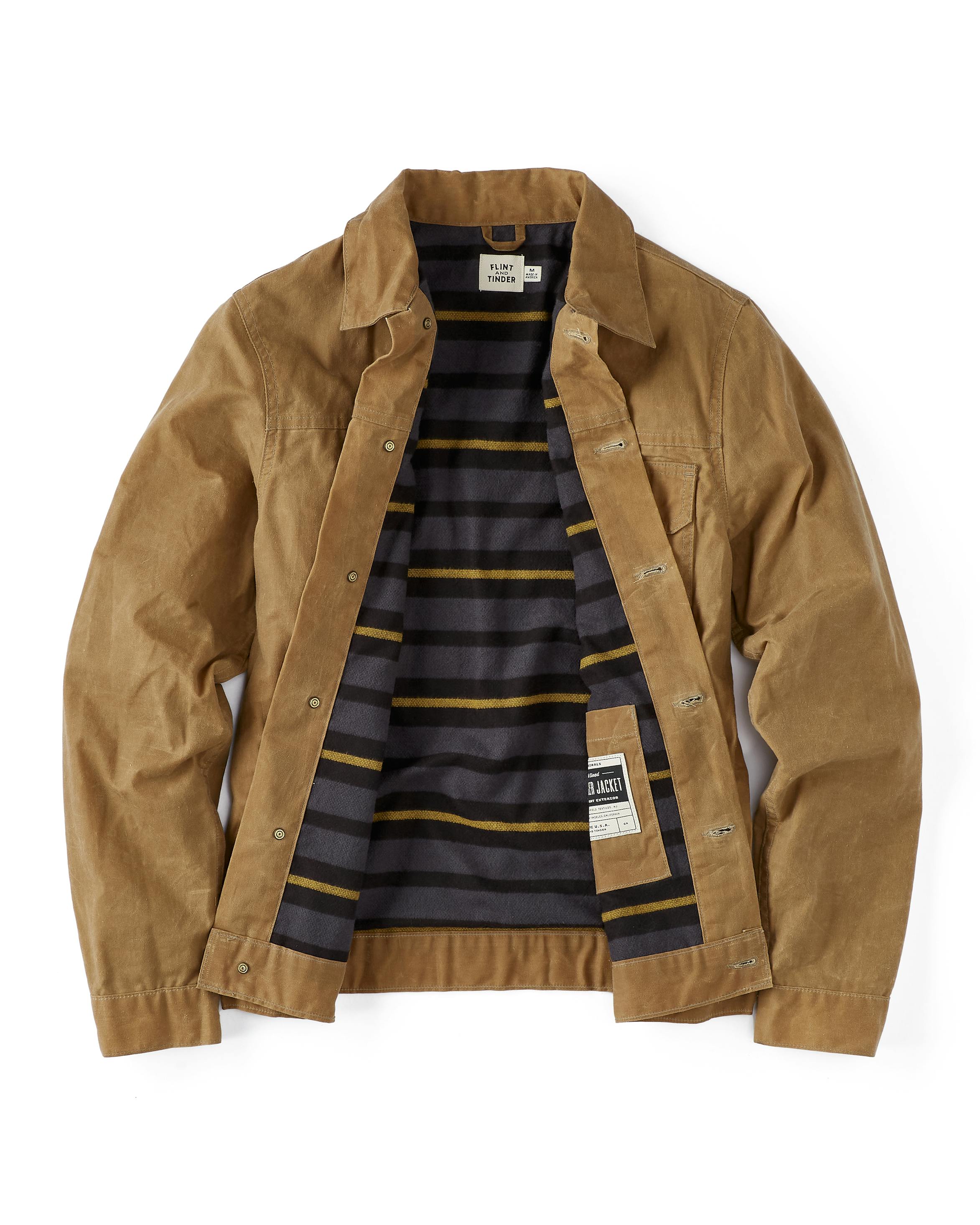 Flint and Tinder Flannel-Lined Waxed Trucker Jacket Field Tan