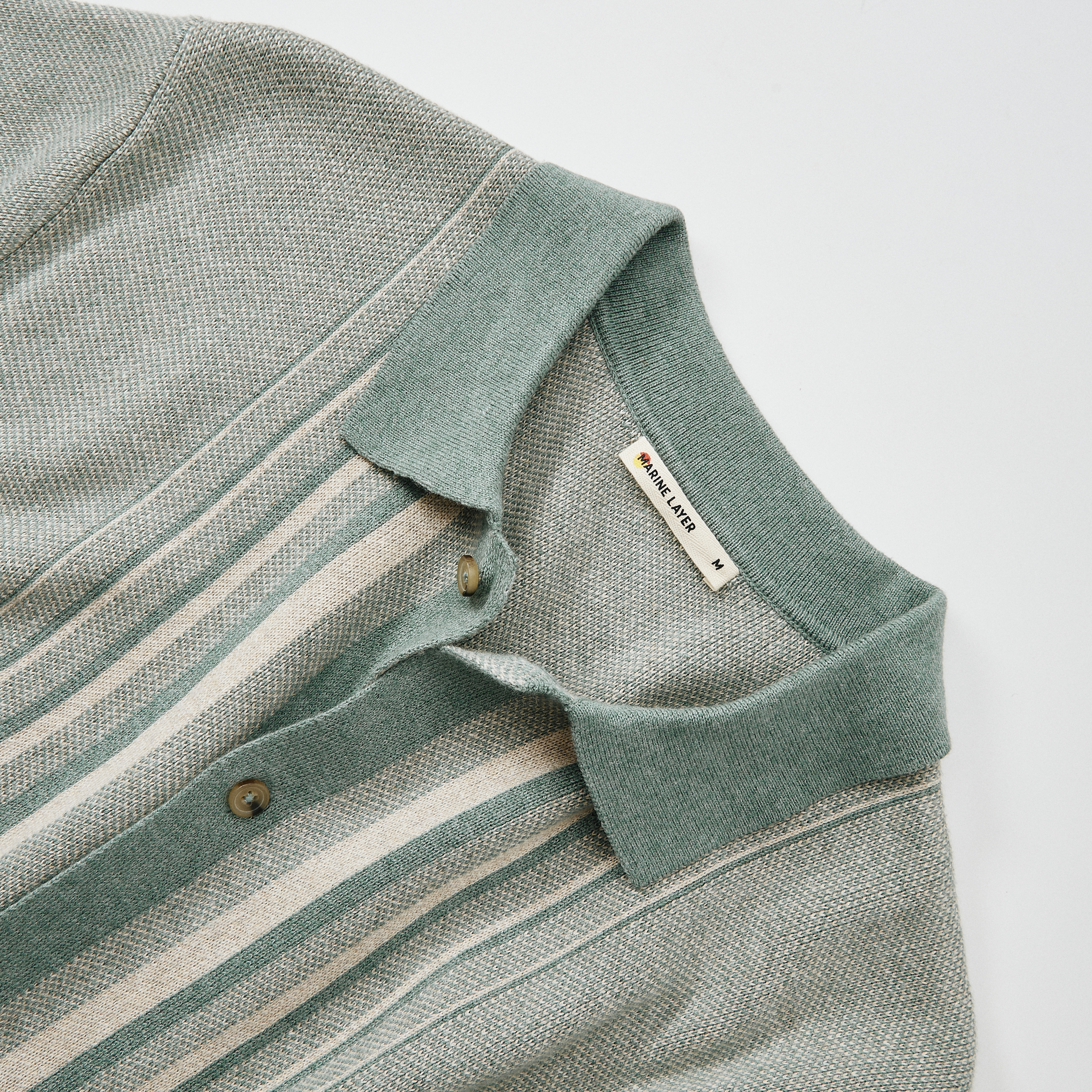 Marine Layer Stripe Sweater Button Down - Deep Sea/Oatmeal