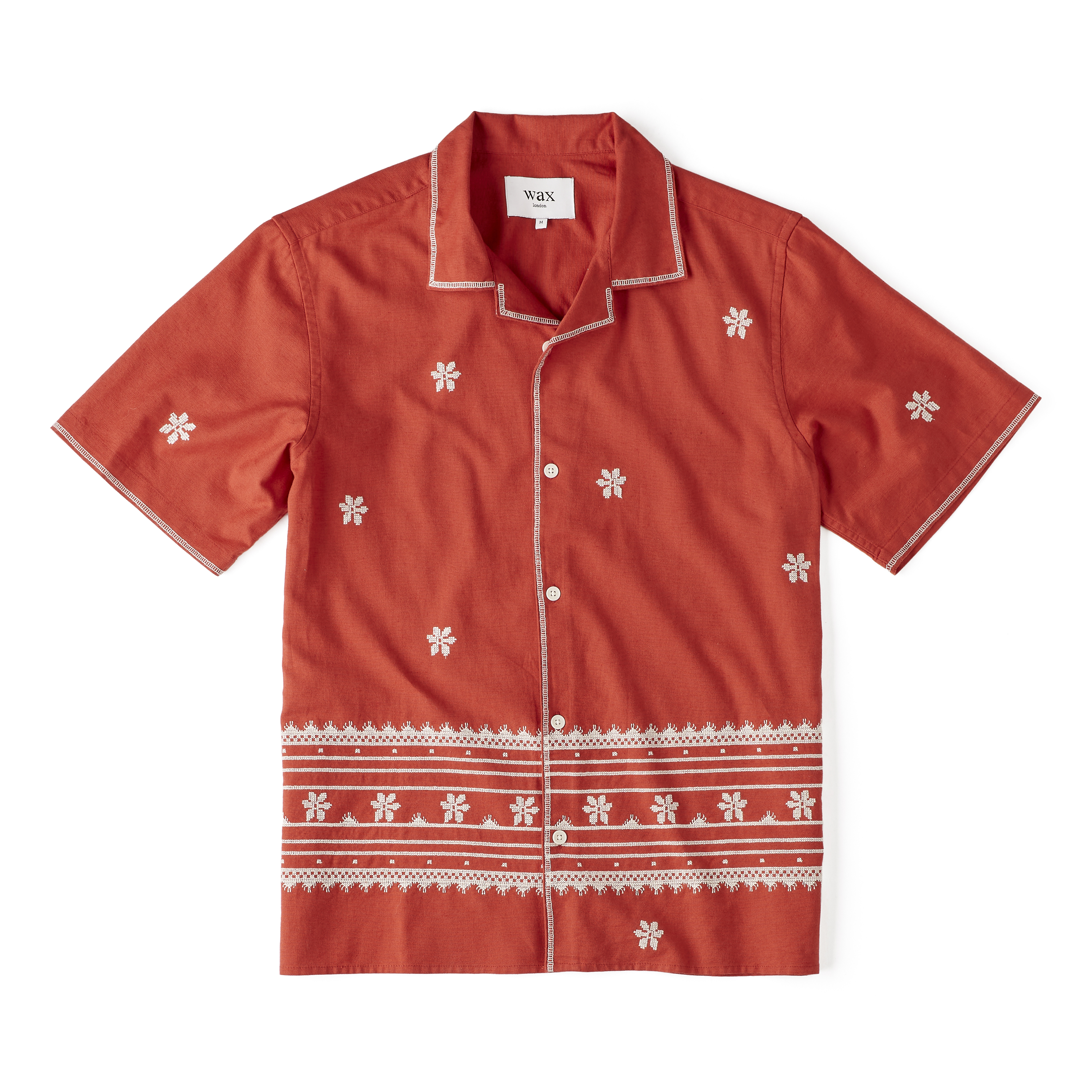 激安正規  Wax London Red - Shirt Collar Camp Didcot Embroidery Daisy トップス
