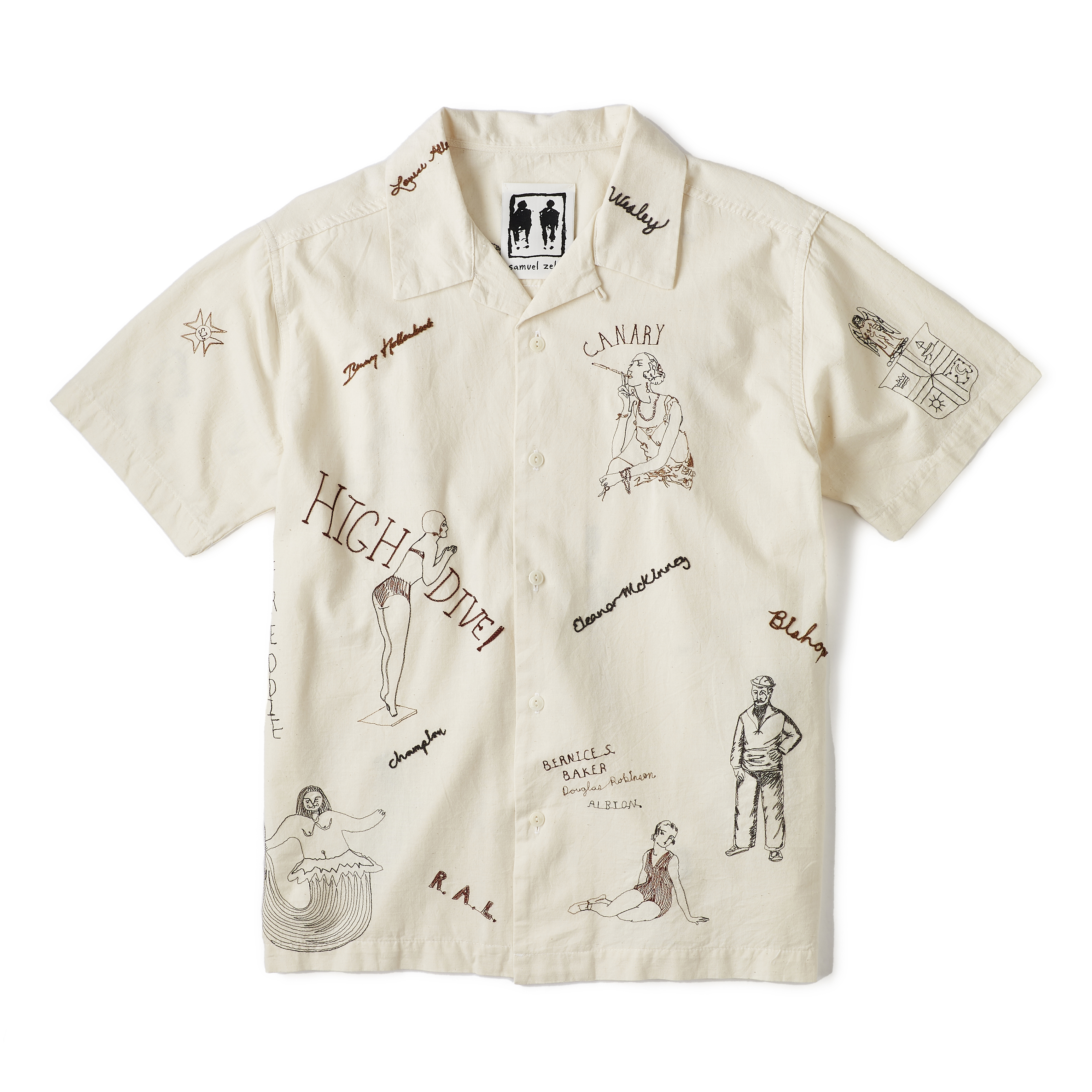 Samuel Zelig High Dive Camp Collar Shirt - White | Short