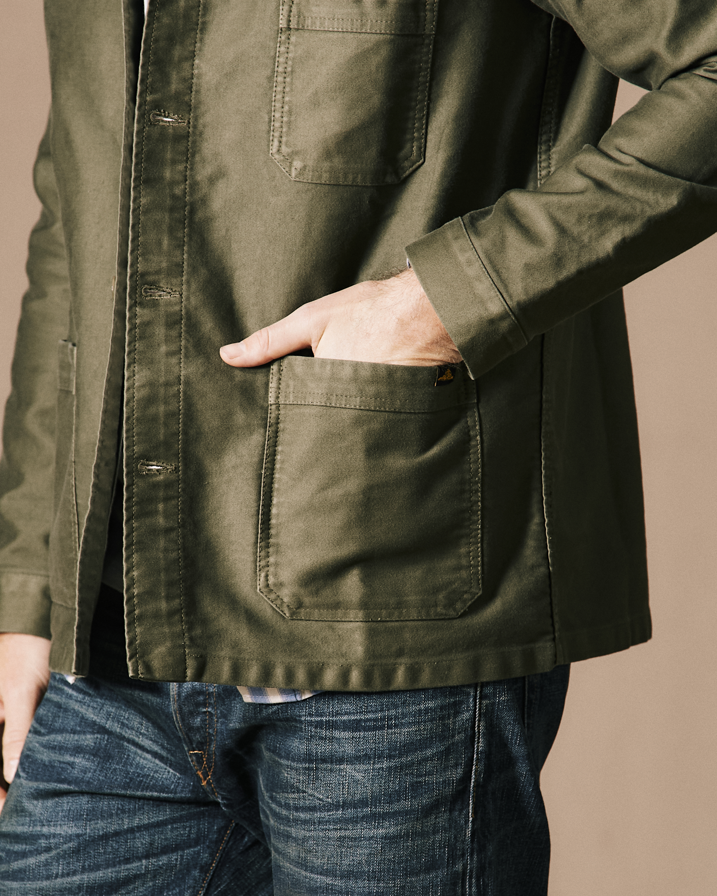 Le Mont St Michel French Moleskin Work Jacket - Kaki | Chore