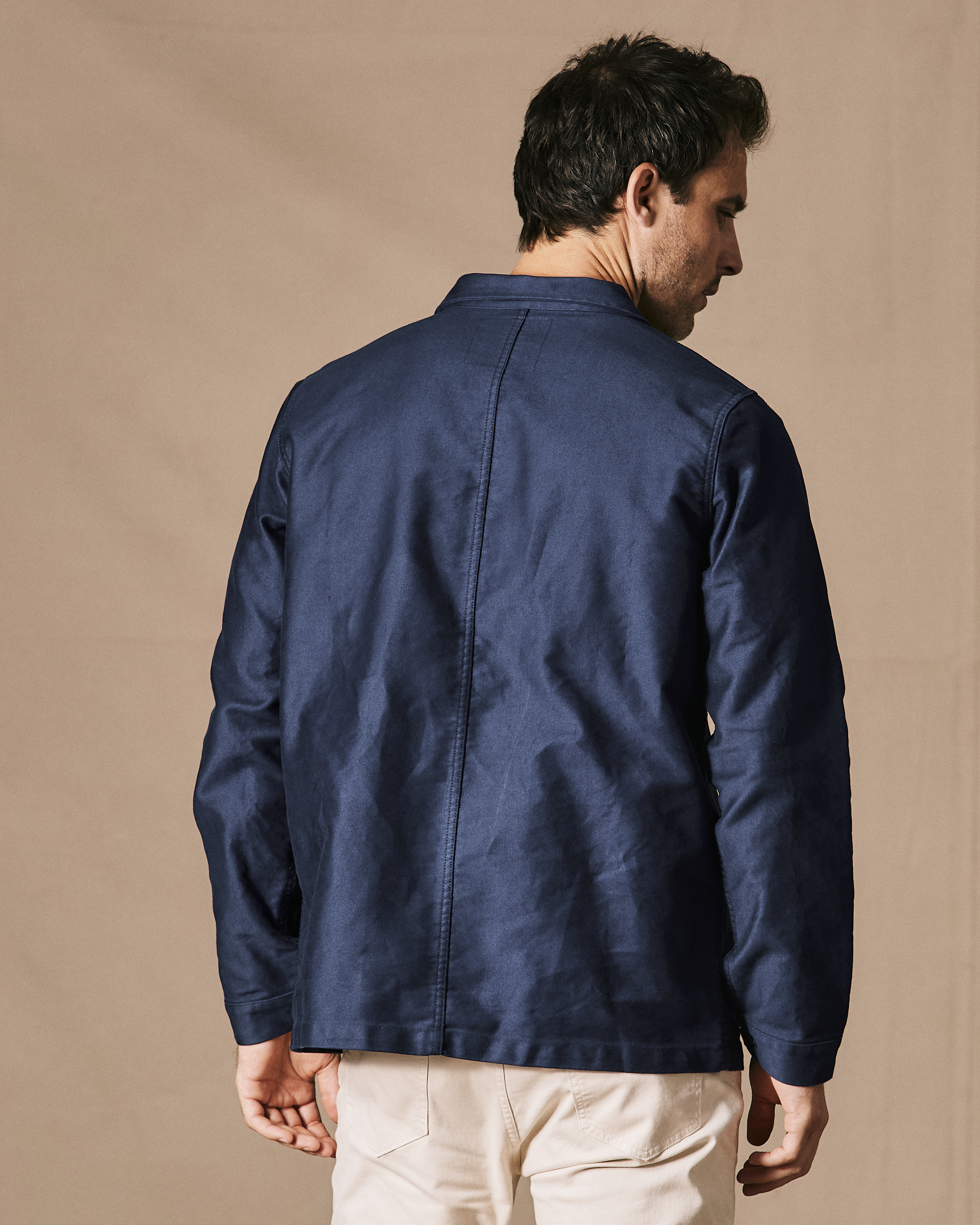 Le Mont St Michel French Moleskin Work Jacket - Blue | Chore Coats 