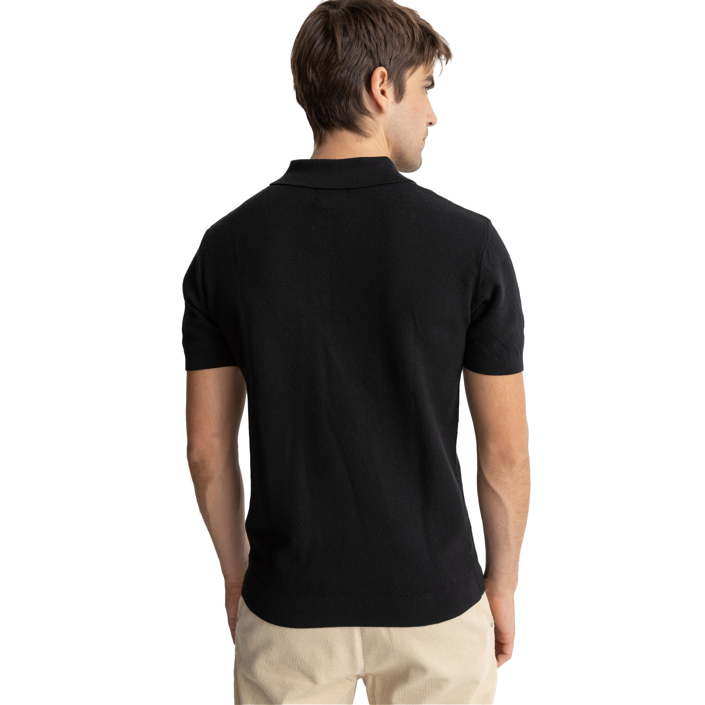 Rhythm Textured Knit Polo - Black | Polo Shirts | Huckberry