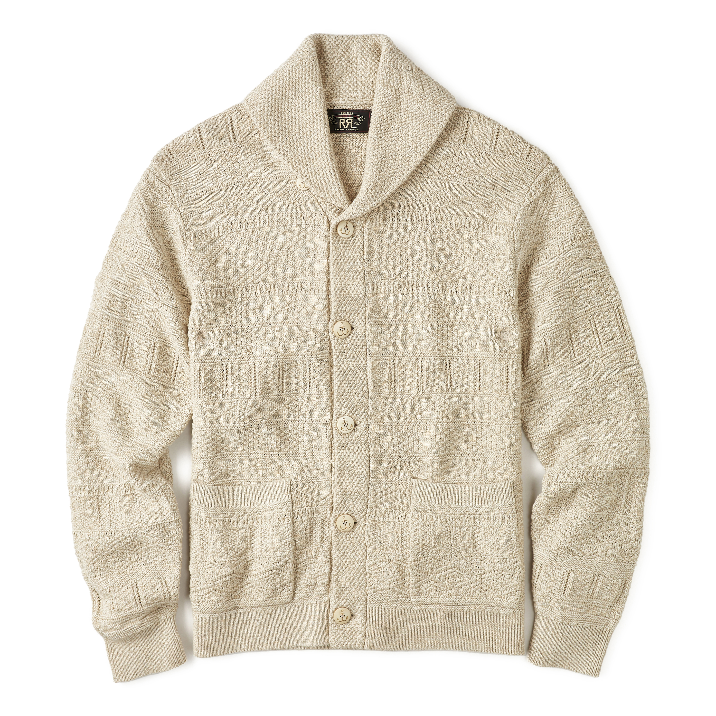 Guernsey Cotton Linen Shawl Cardigan Sweater