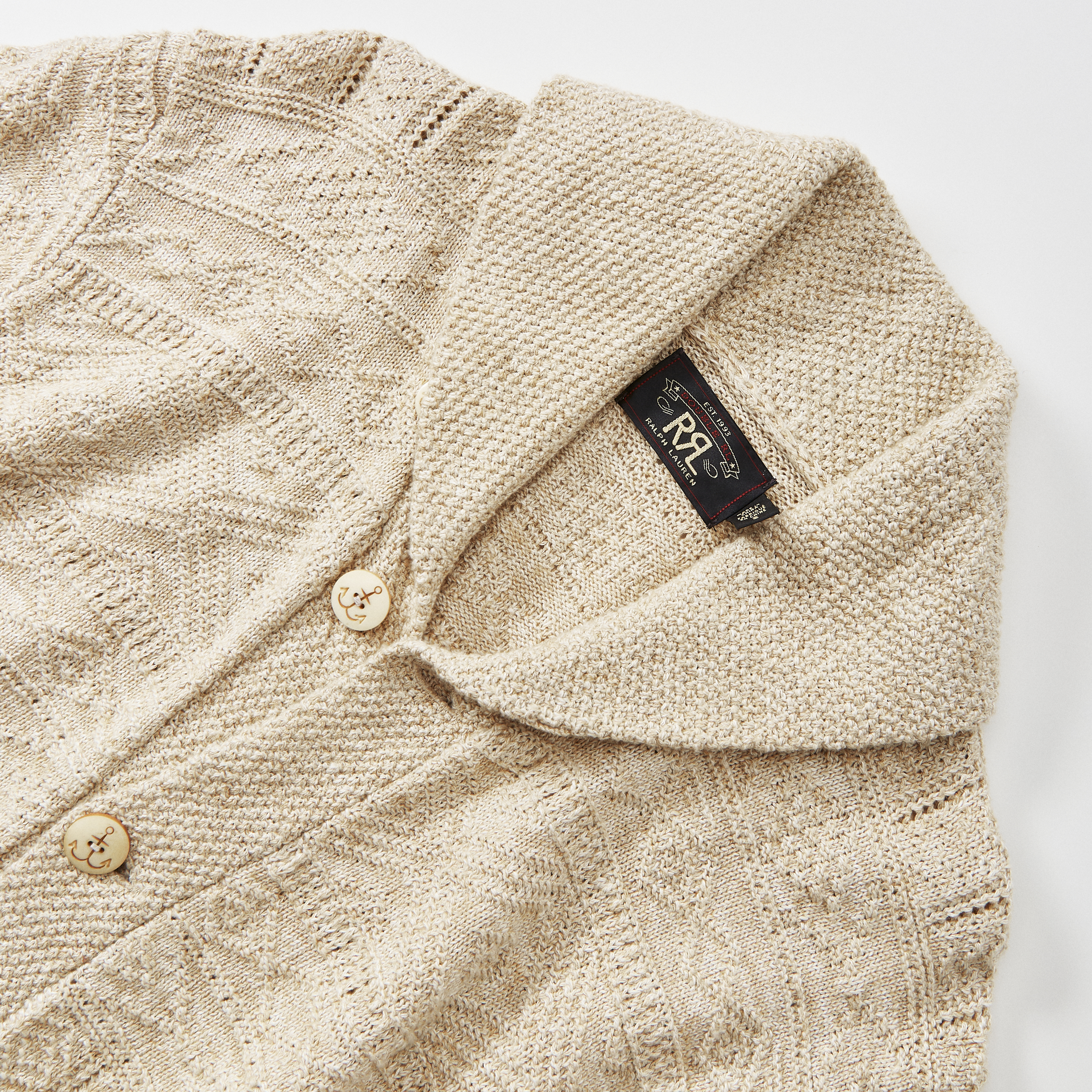 Guernsey Cotton Linen Shawl Cardigan Sweater