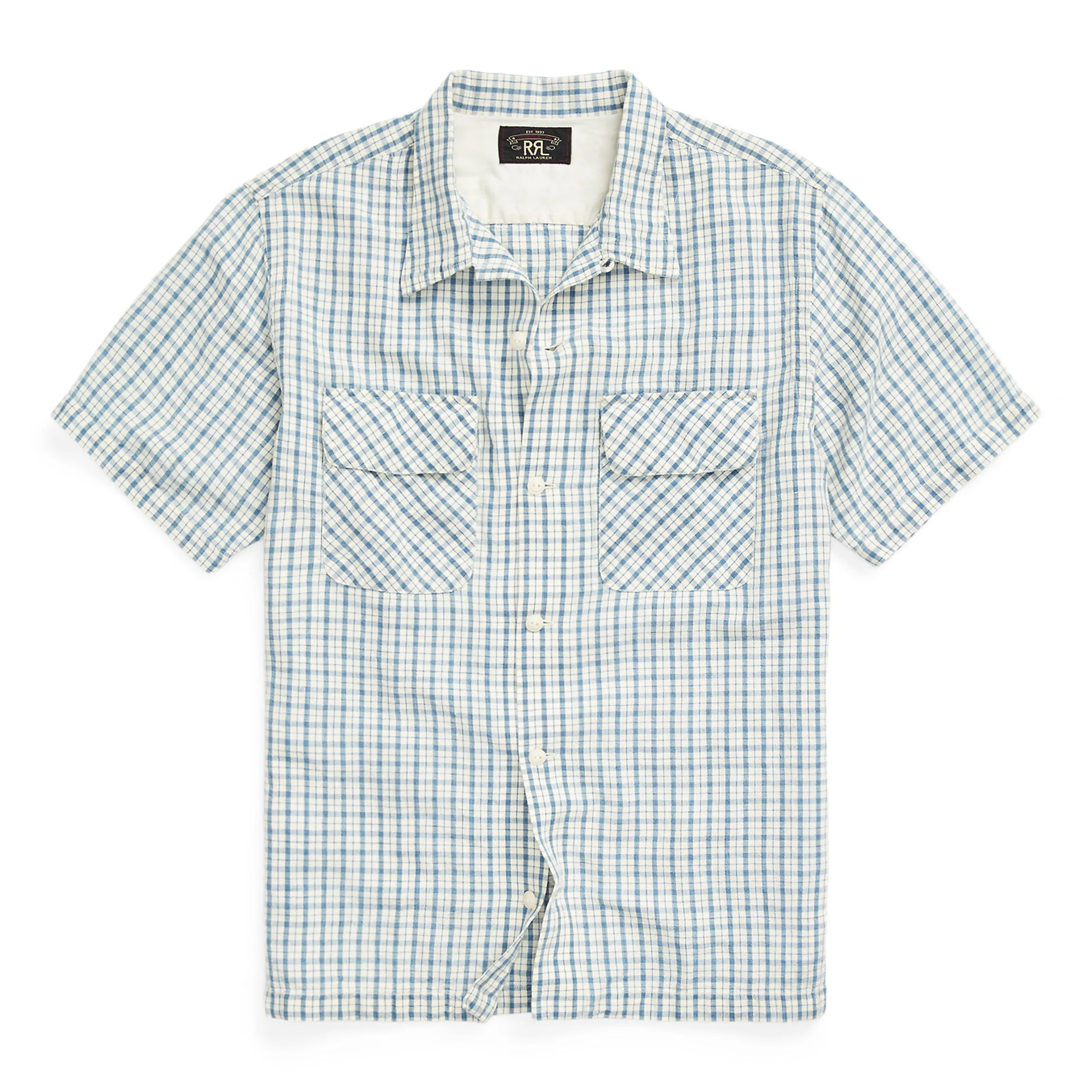 RRL Northwest Camp Collar Shirt - Indigo/Cream | Long Sleeve