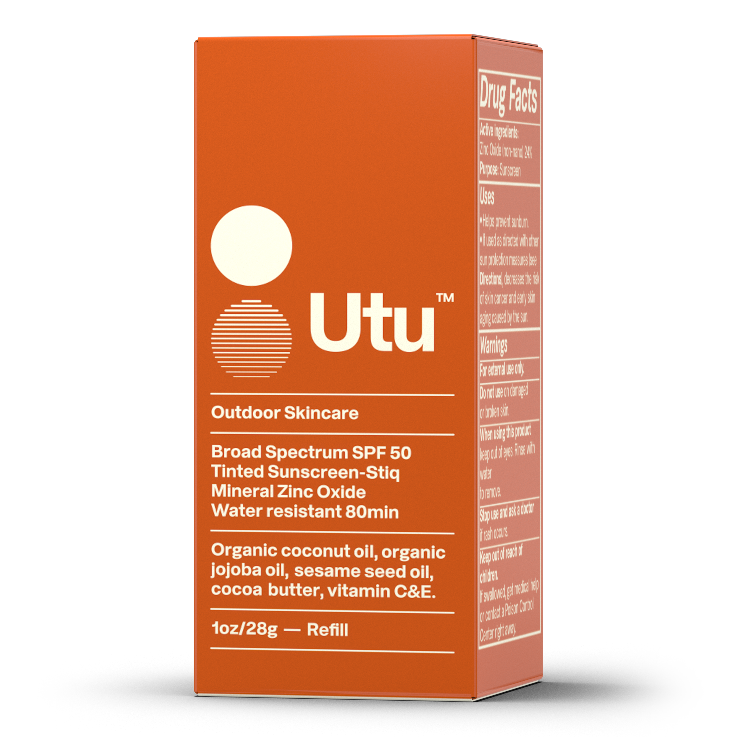 Utu Outdoor Skincare Moisturizing Sunscreen Stick - SPF50 - Orange