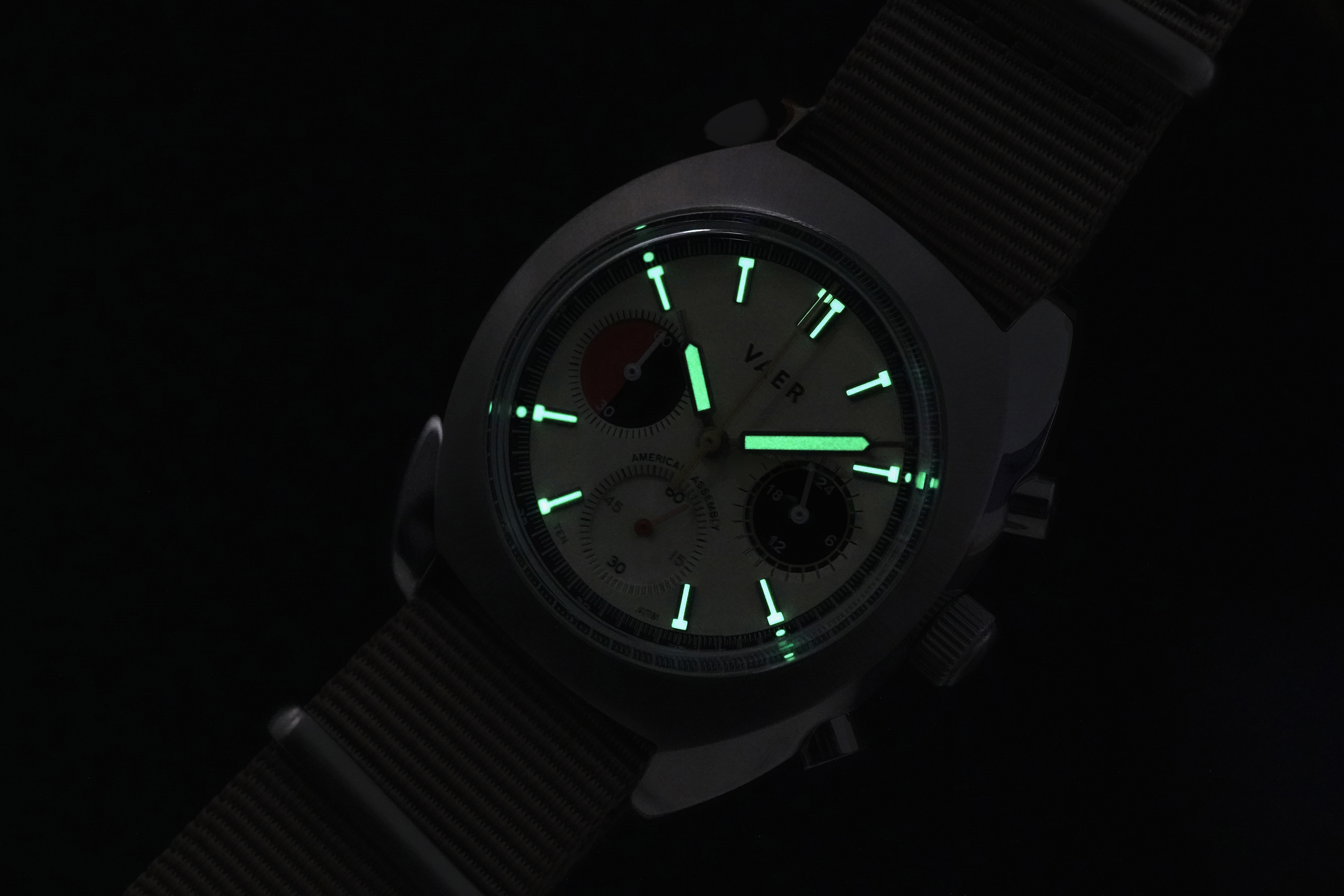 VAER Watches R1 Racing Chronograph Watch Cream Chronograph