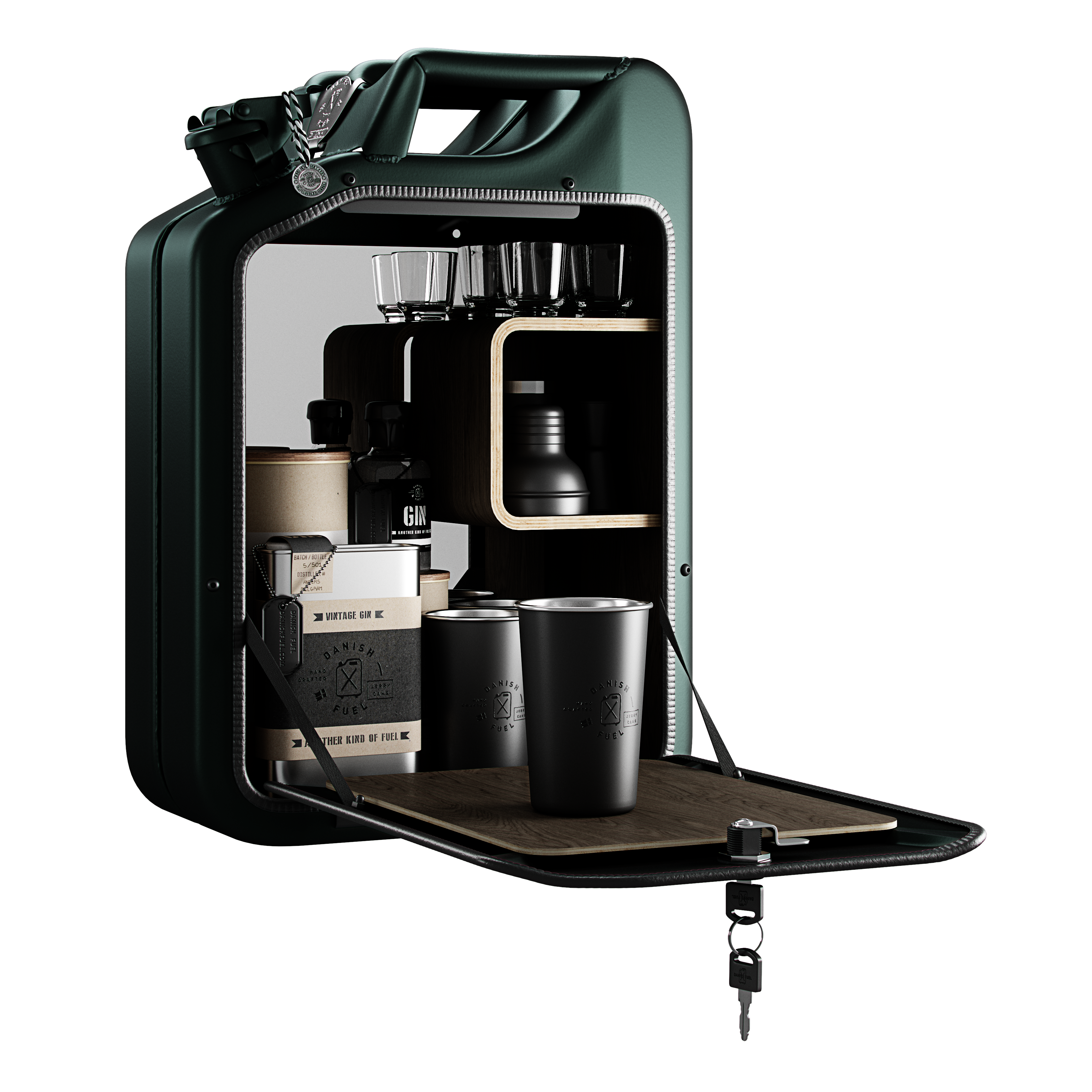 Danish Fuel Upcycled Bar Cabinet - Racing Green x Smoked Oak | Bar