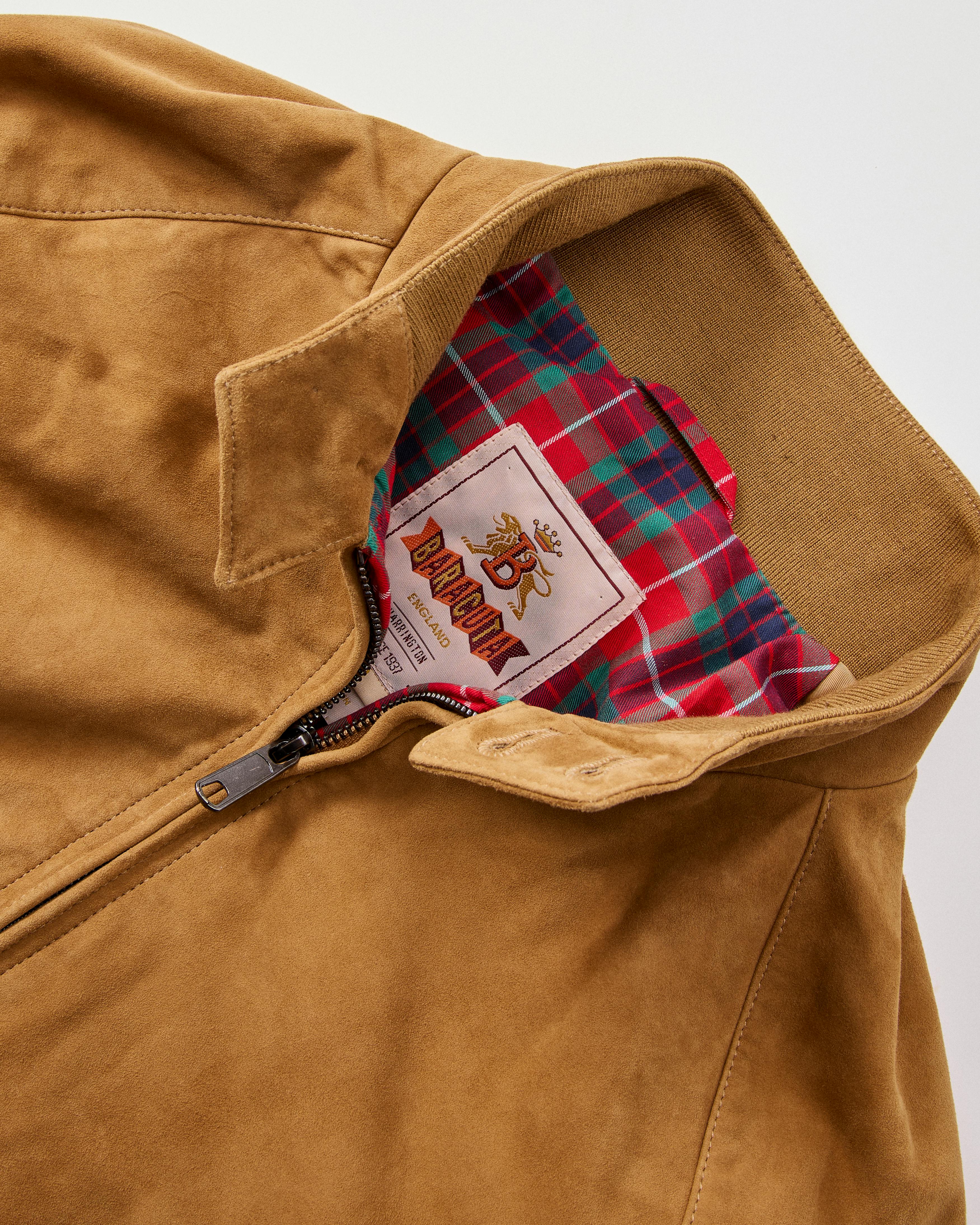 Baracuta G9 Harrington Suede Jacket Tobacco Leather Jackets