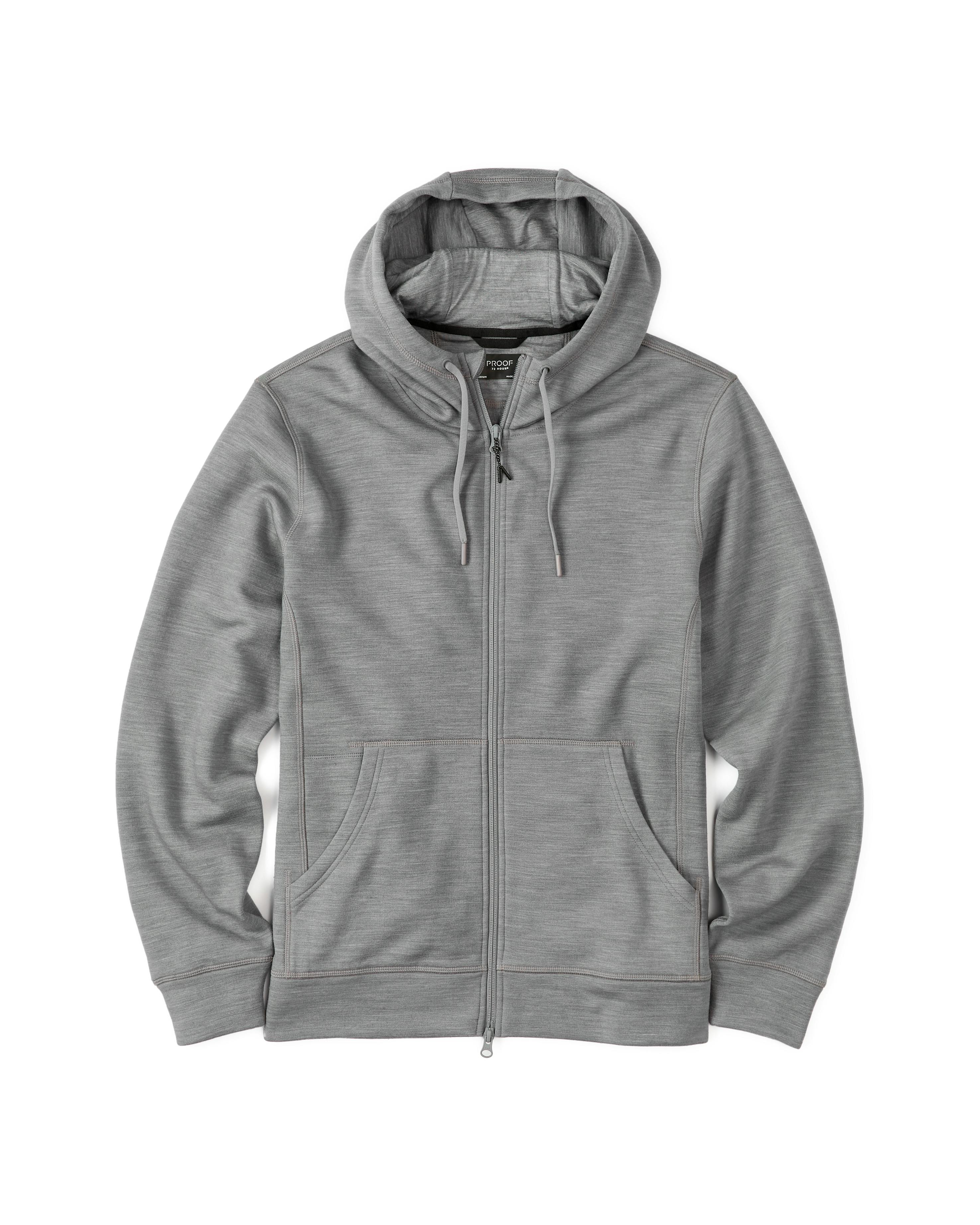 Proof 72-Hour Merino Tech Full Zip Hoodie Heather Grey Full