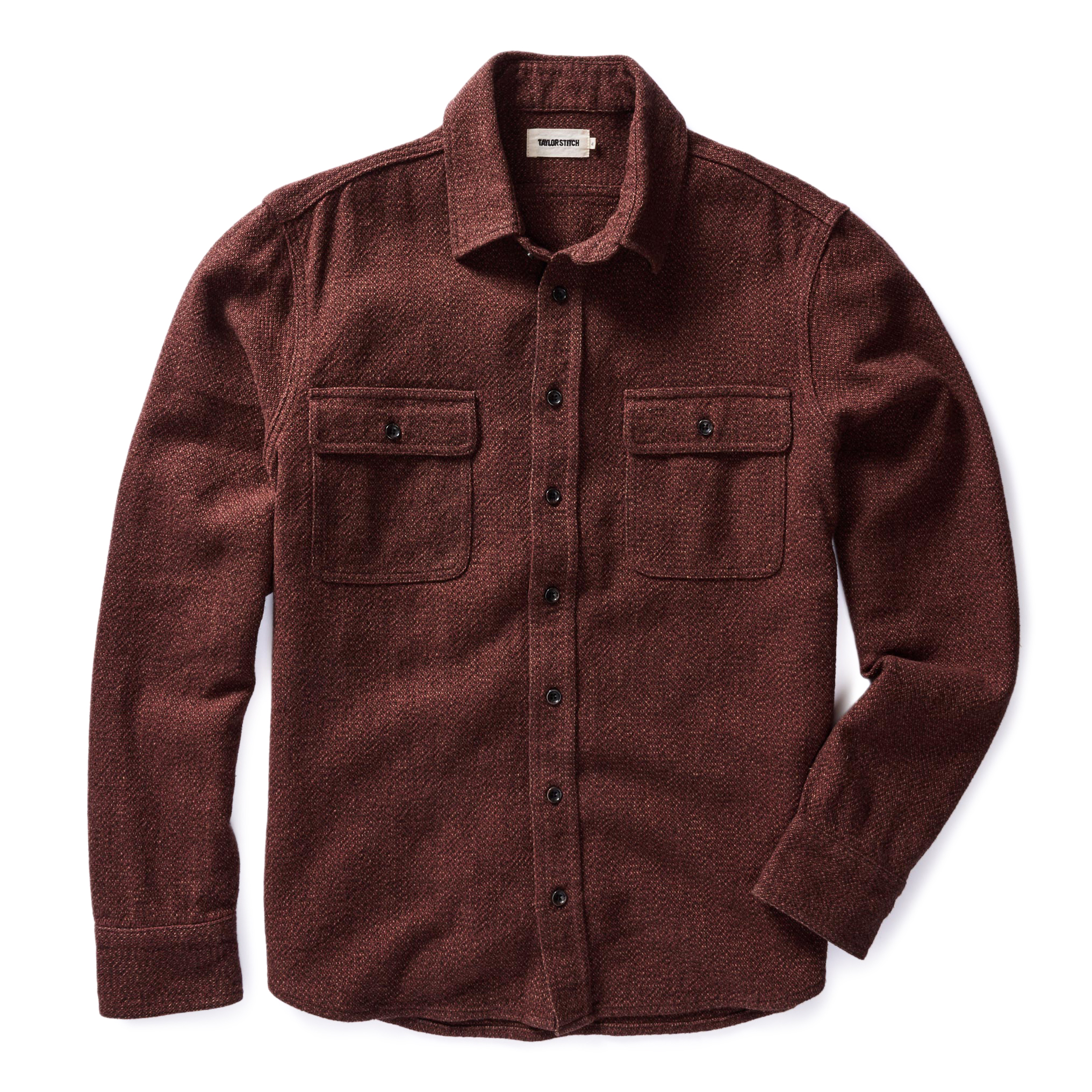 Taylor Stitch The Ledge Shirt - Burgundy Linen Tweed | Long Sleeve