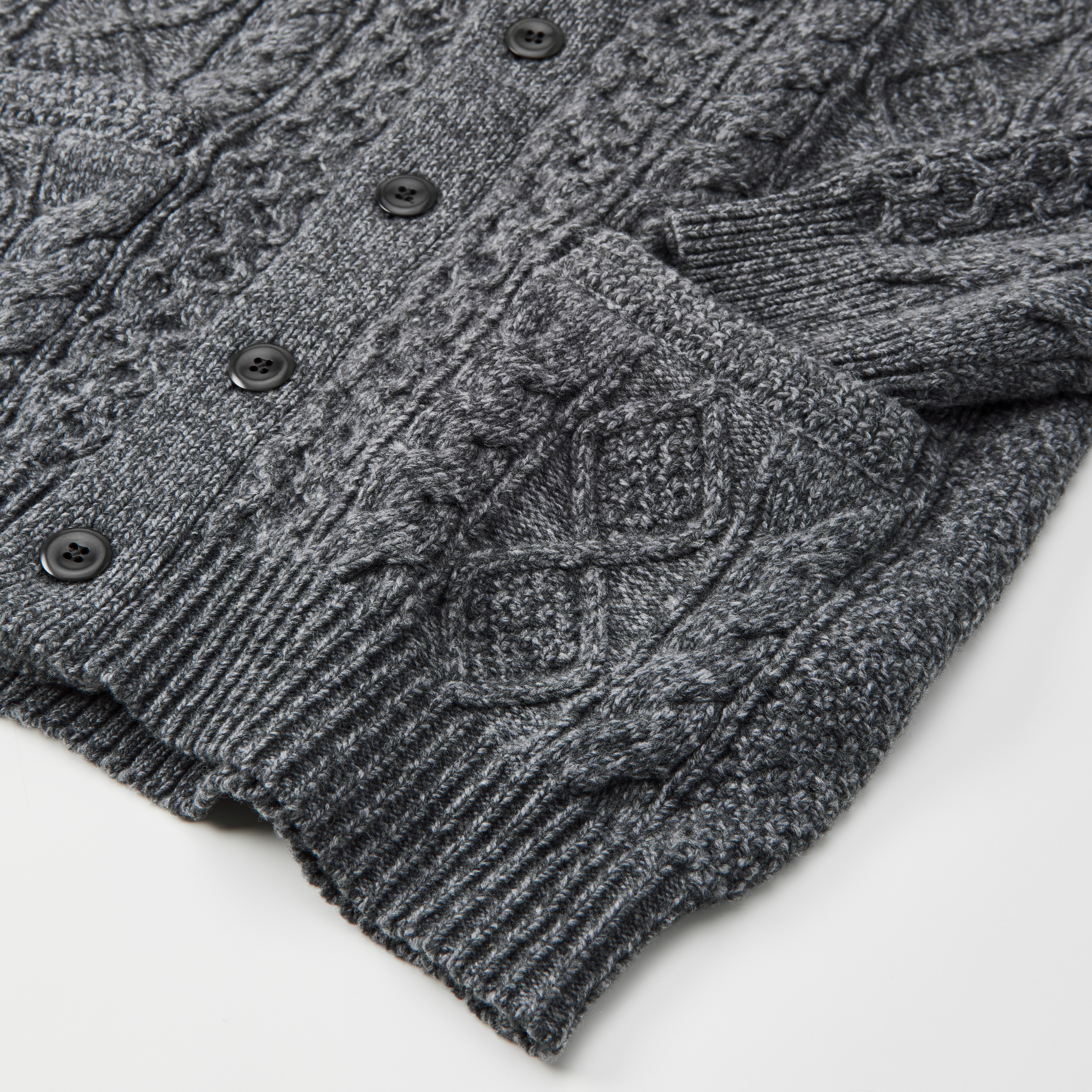 Flint and Tinder Aran Cable Knit Cardigan Sweater - Heather