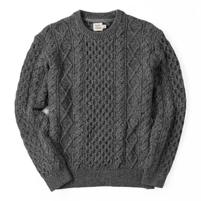 Image of Aran Cable Knit Crewneck Sweater