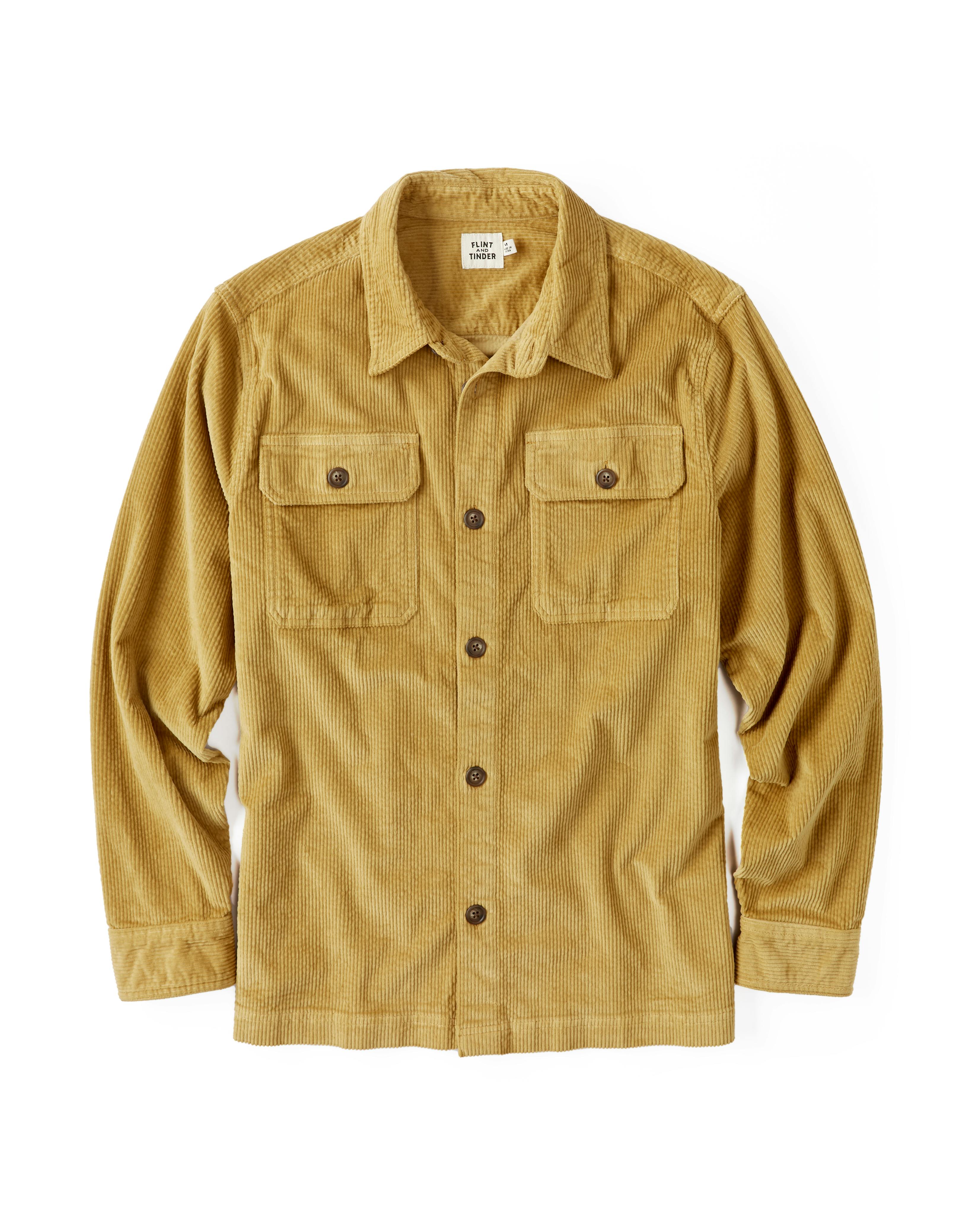 Flint and Tinder Corduroy Overshirt Harvest Gold Long Sleeve