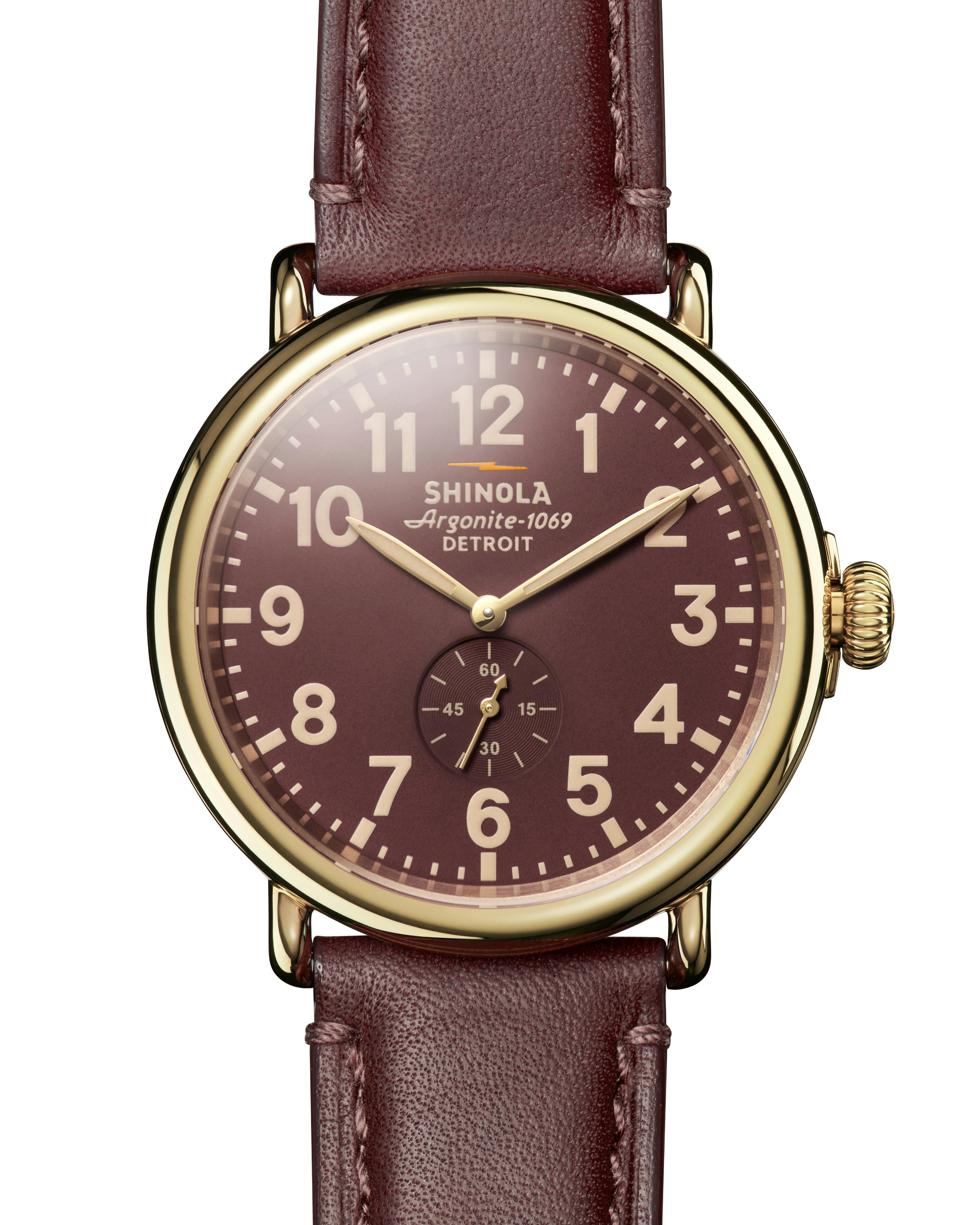 Shinola Runwell Sub Second 47mm Watch Oxblood Chronograph