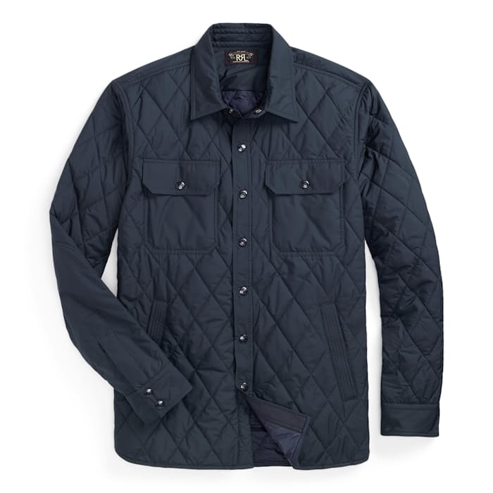 RRL Knox Recycled Quilted Shirt Jacket - Navy | Quilted