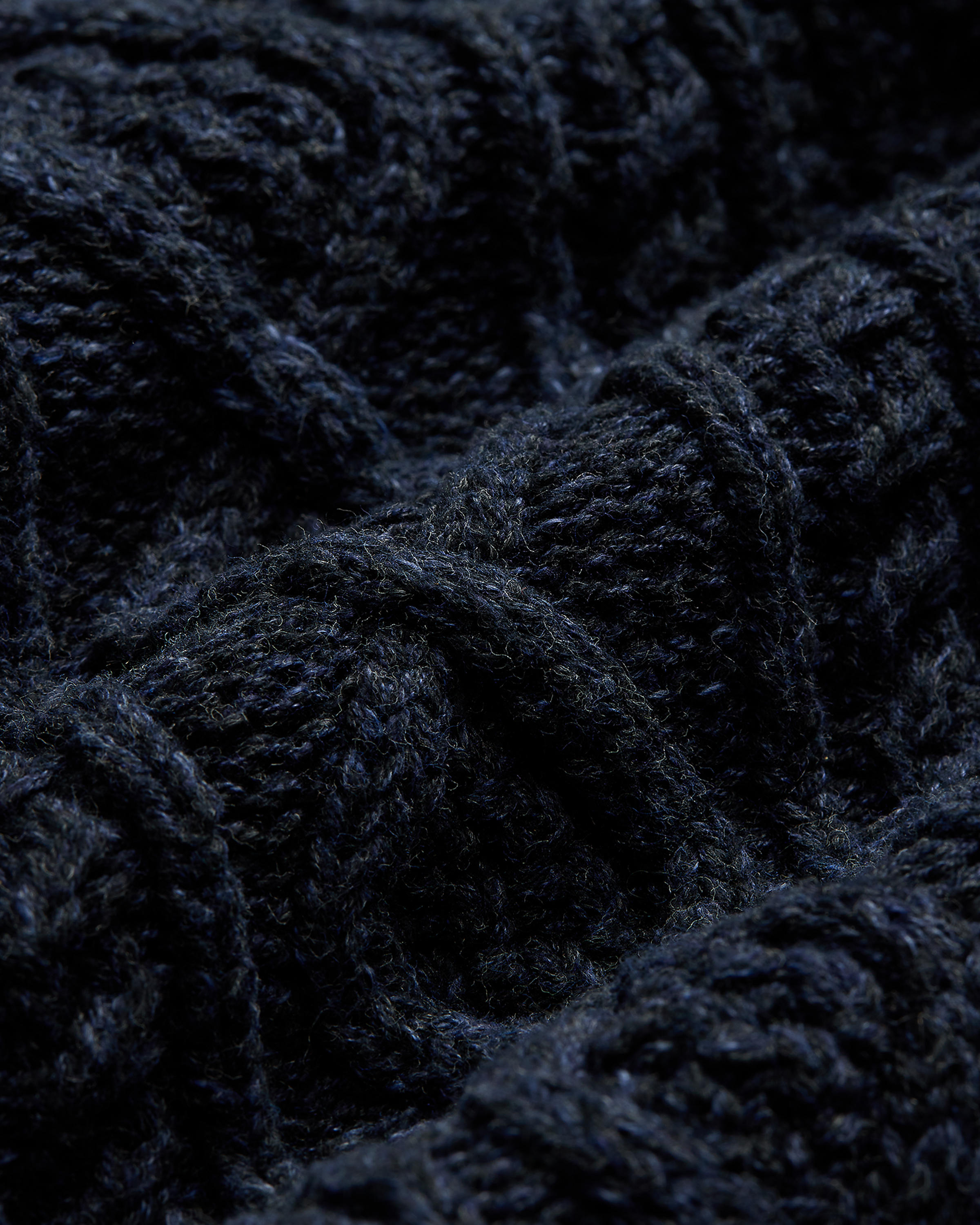 RRL Cable Knit Mock Sweater - Dark Navy Heather | Fisherman