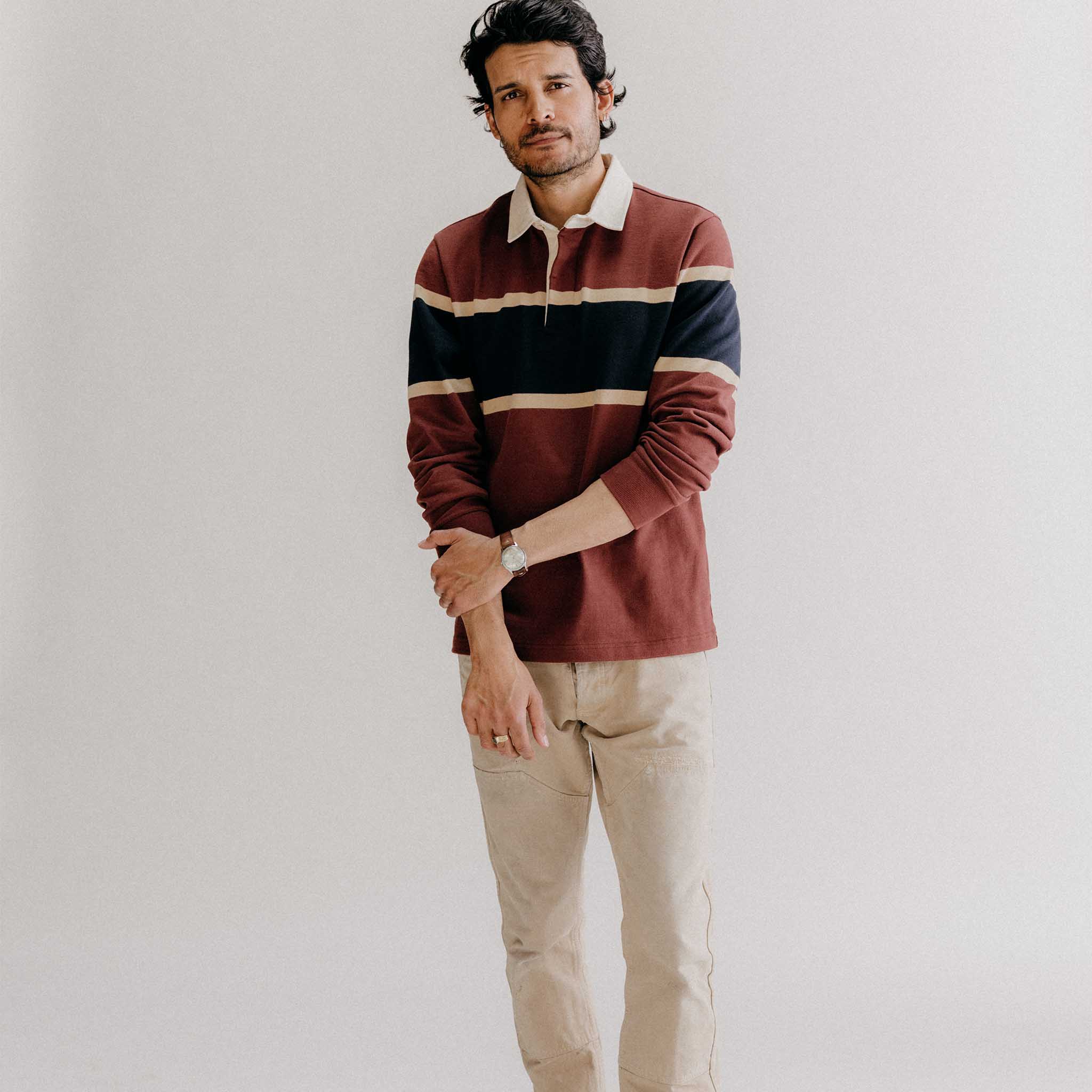 Taylor Stitch The Rugby Shirt - Dried Cherry Stripe | Polo