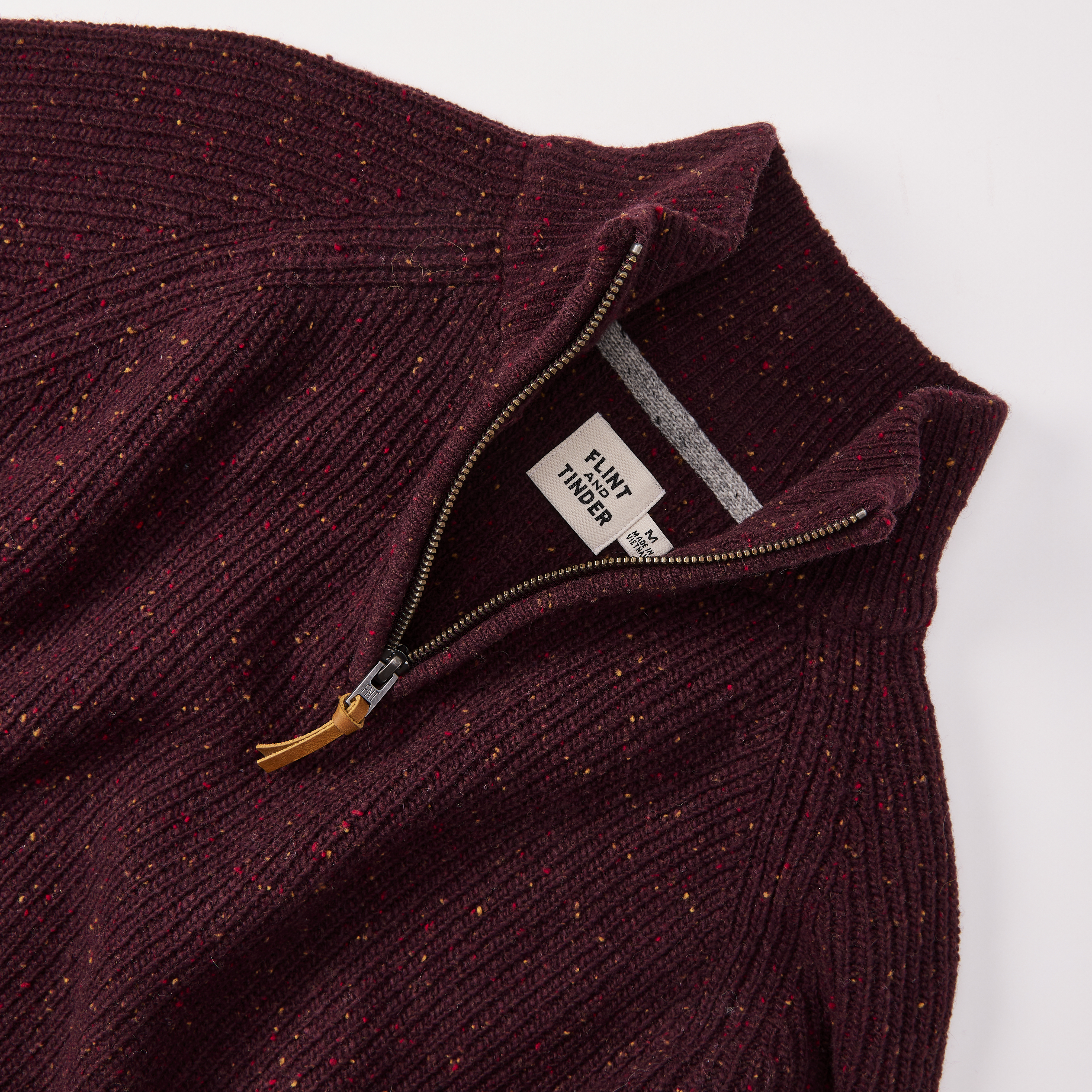 Flint and Tinder Highlands Guide Quarter Zip Sweater - Burgundy