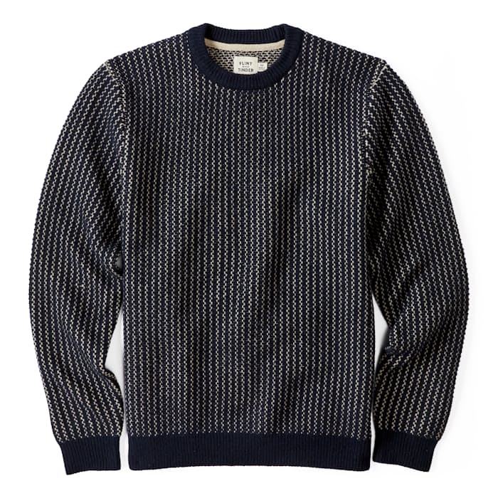 Flint and Tinder Nordic Wool Crewneck Sweater Navy Crew Neck