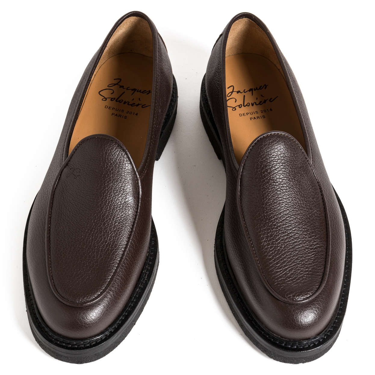 Jacques Solovière Alexis Loafer in Leather - Calf Ebano Brown