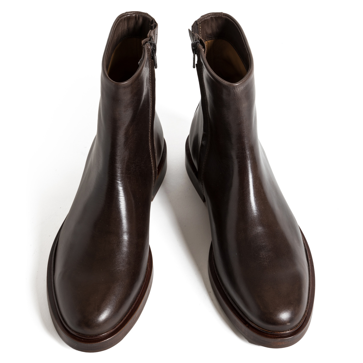 Jacques Solovière Mark Zip Boot - Calf Brown Leather | Dress Boots