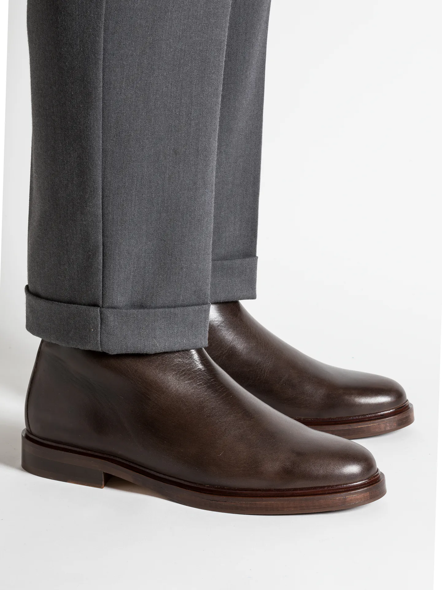 Jacques Solovière Mark Zip Boot - Calf Brown Leather | Dress Boots