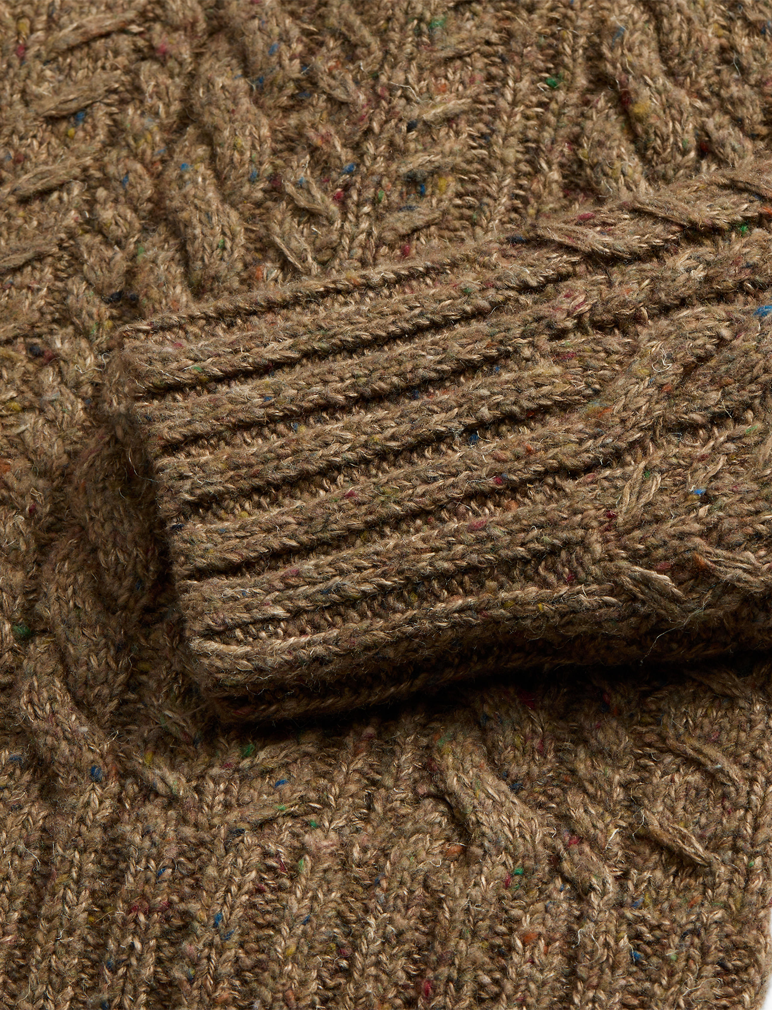 RRL Cable Knit Shawl Cardigan Sweater - Brown Heather | Cardigan