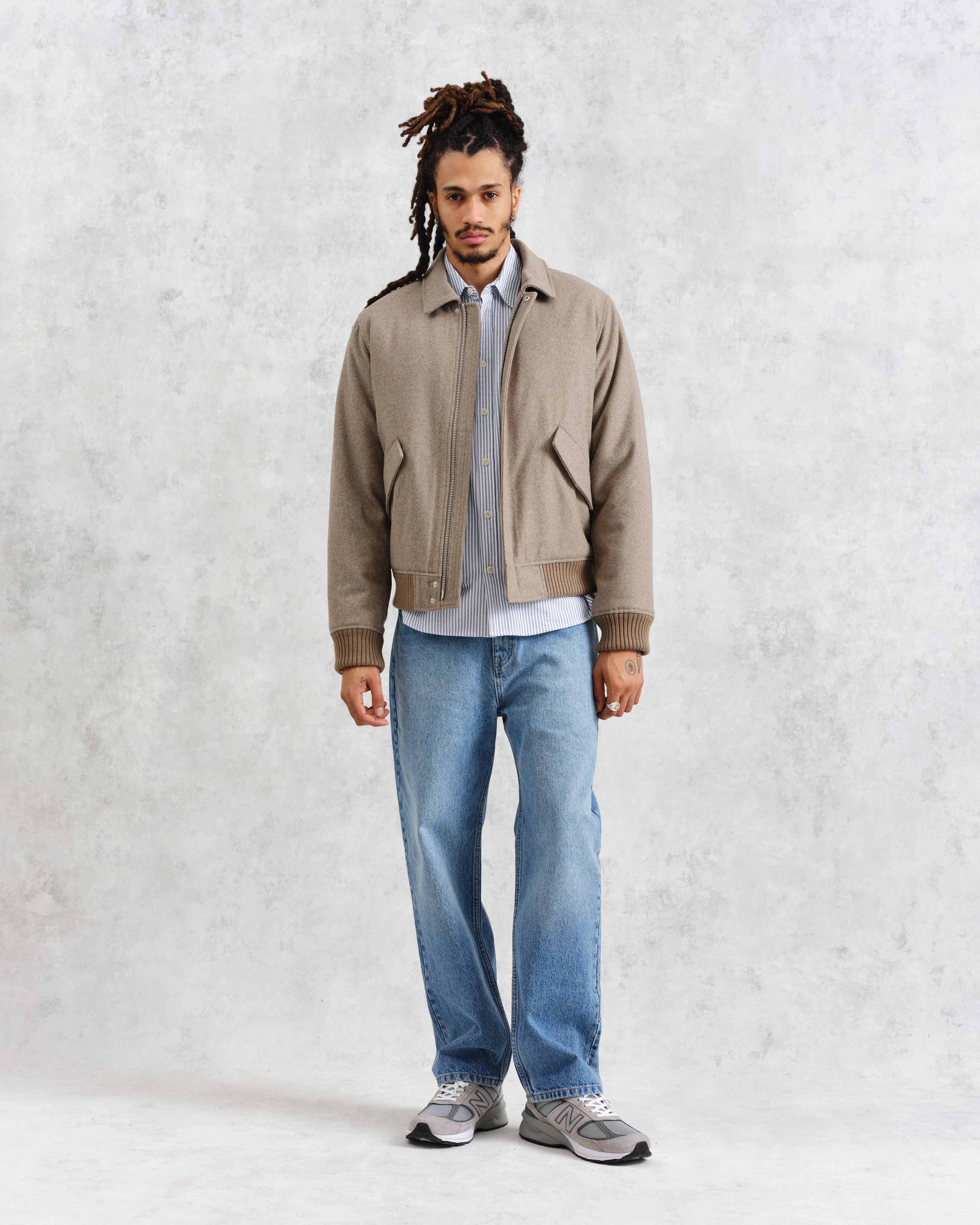 ジャケット・アウター archive   wool bomber jacket Wax London Knoll Melton Wool Bomber Jacket - Natural | Bomber