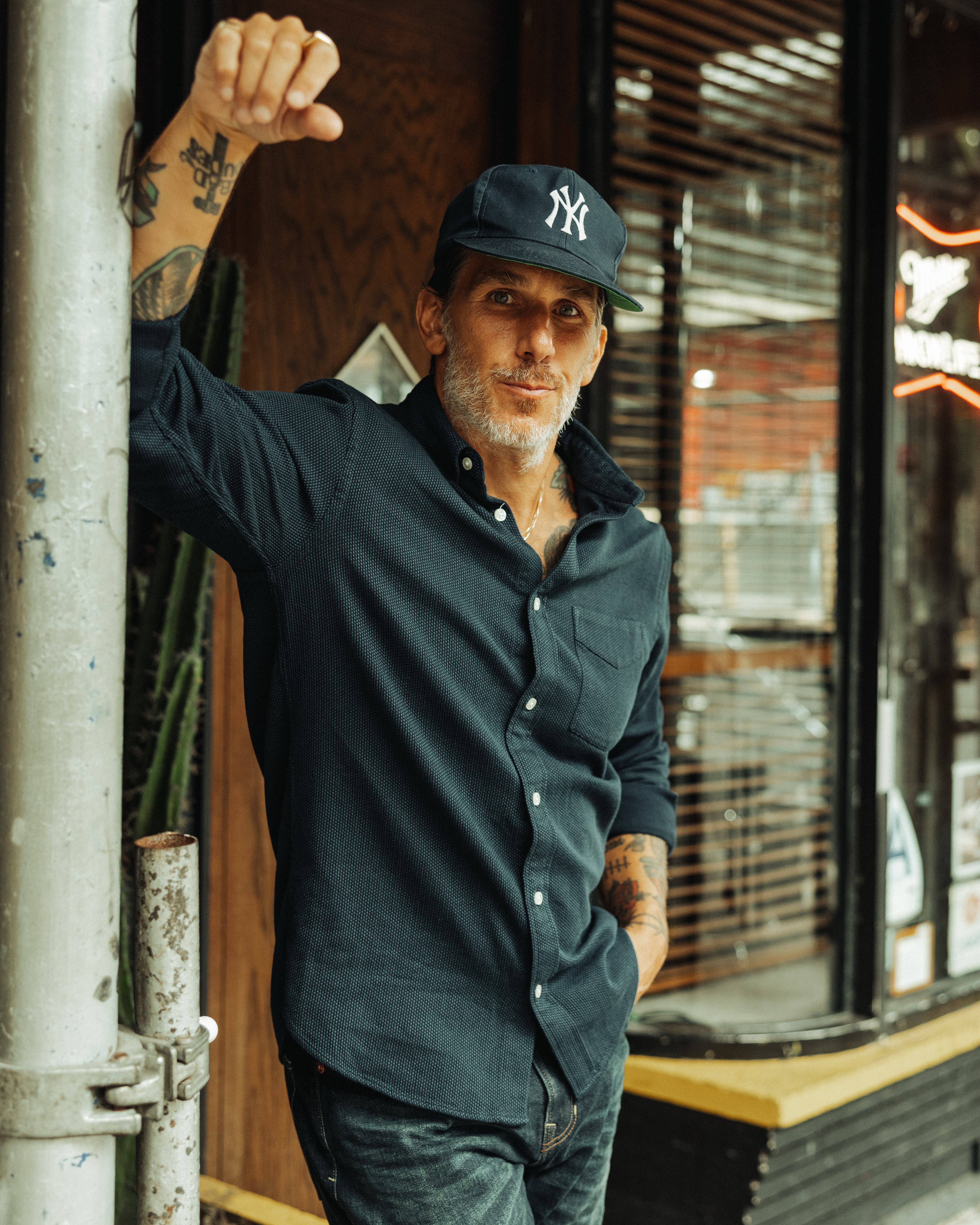 Flint and Tinder Sashiko Architect Shirt - Dark Navy Sashiko