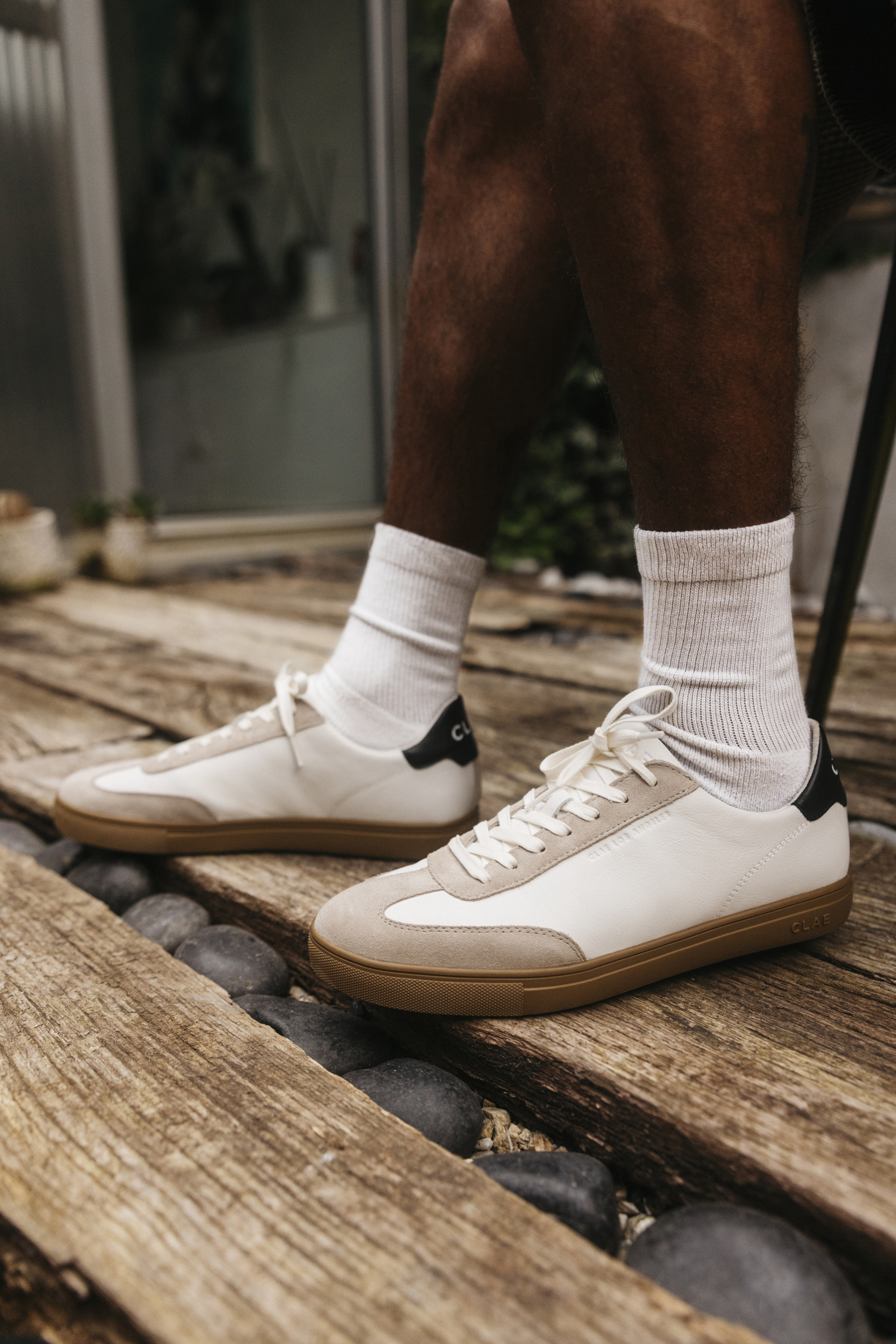 CLAE Deane Leather Sneaker - White Feather Grey/ Dark Gum