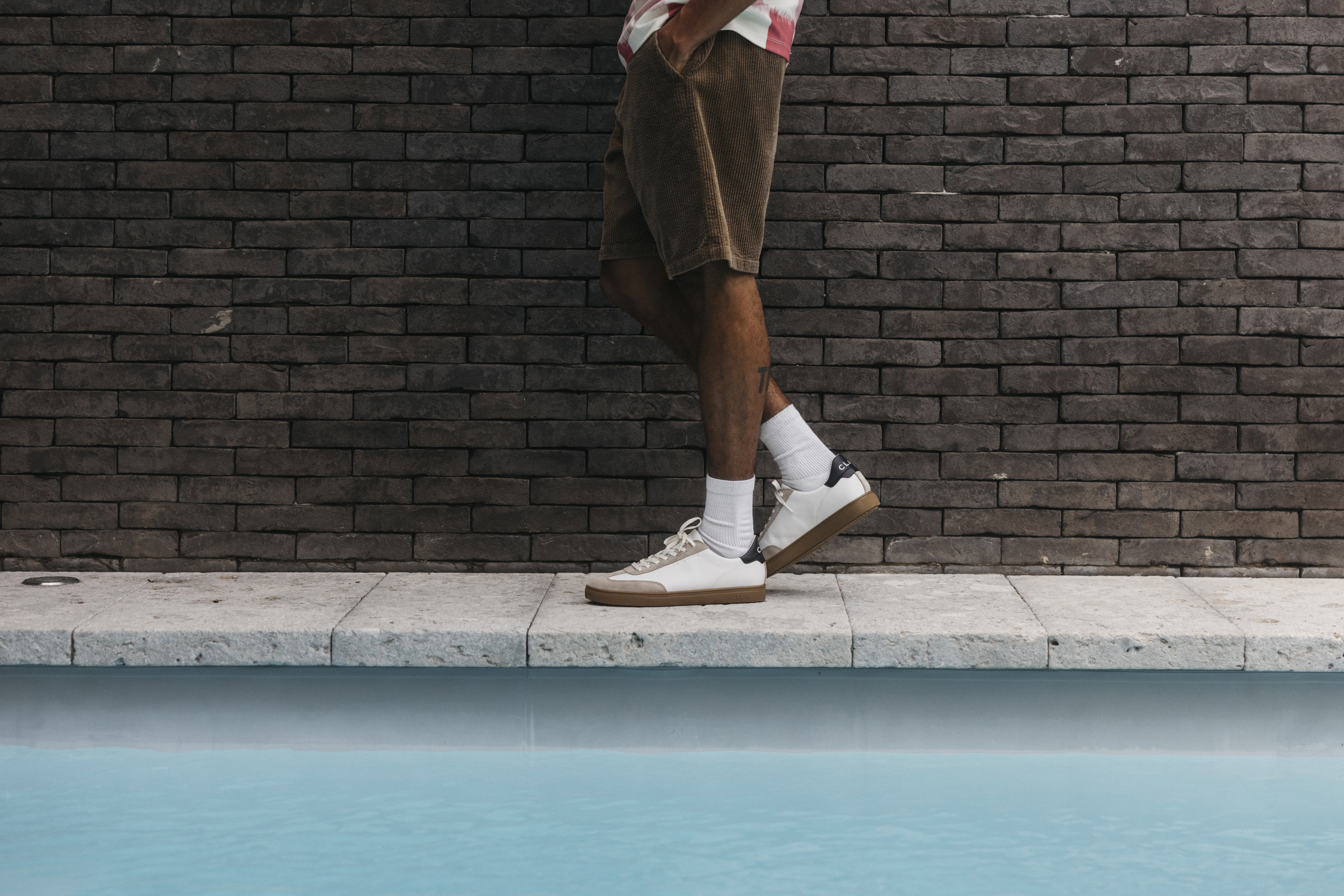 CLAE Deane Leather Sneaker - White Feather Grey/ Dark Gum