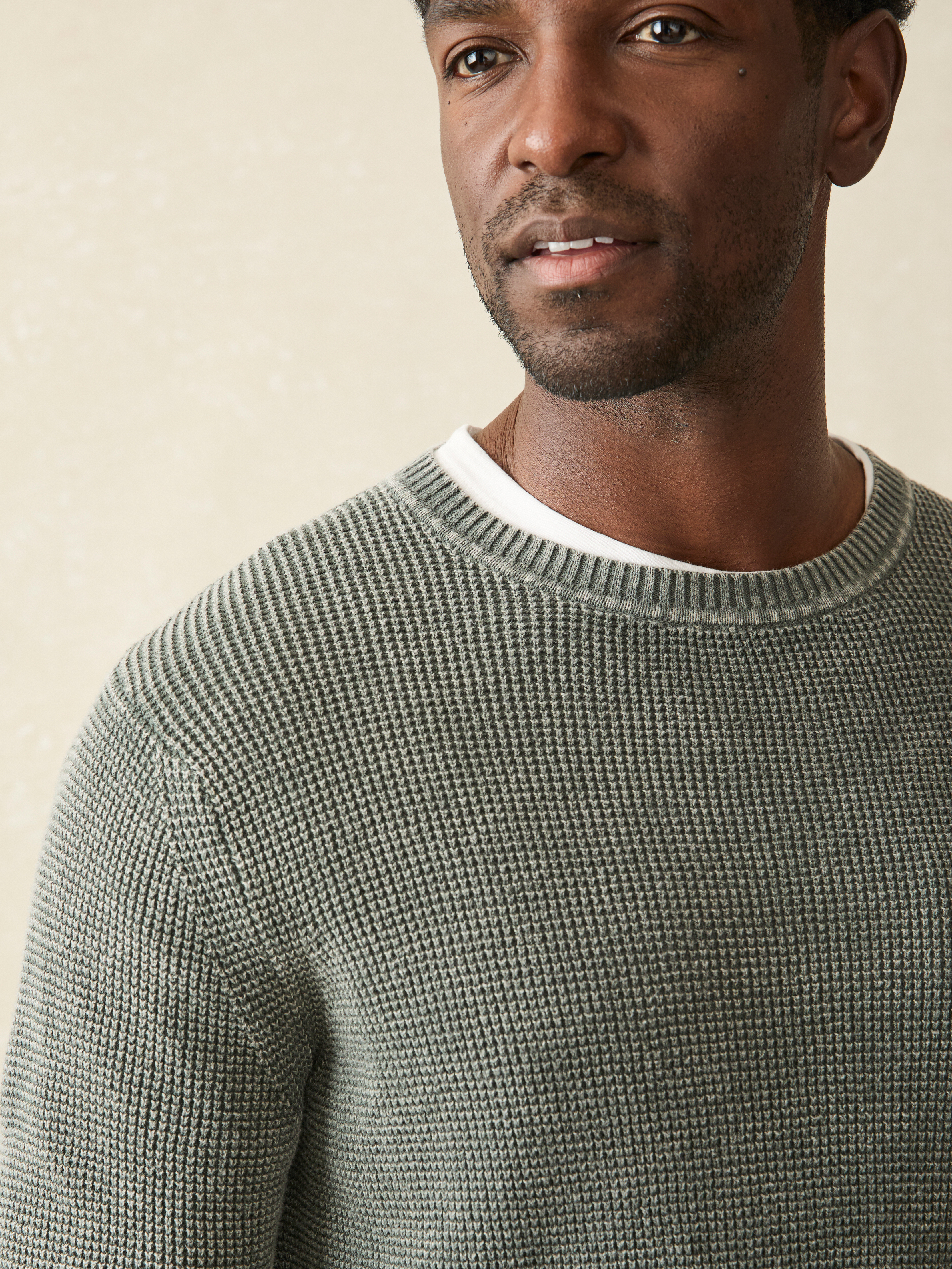Faherty Brand Sunwashed Crewneck Sweater - Mountain Olive | Crew