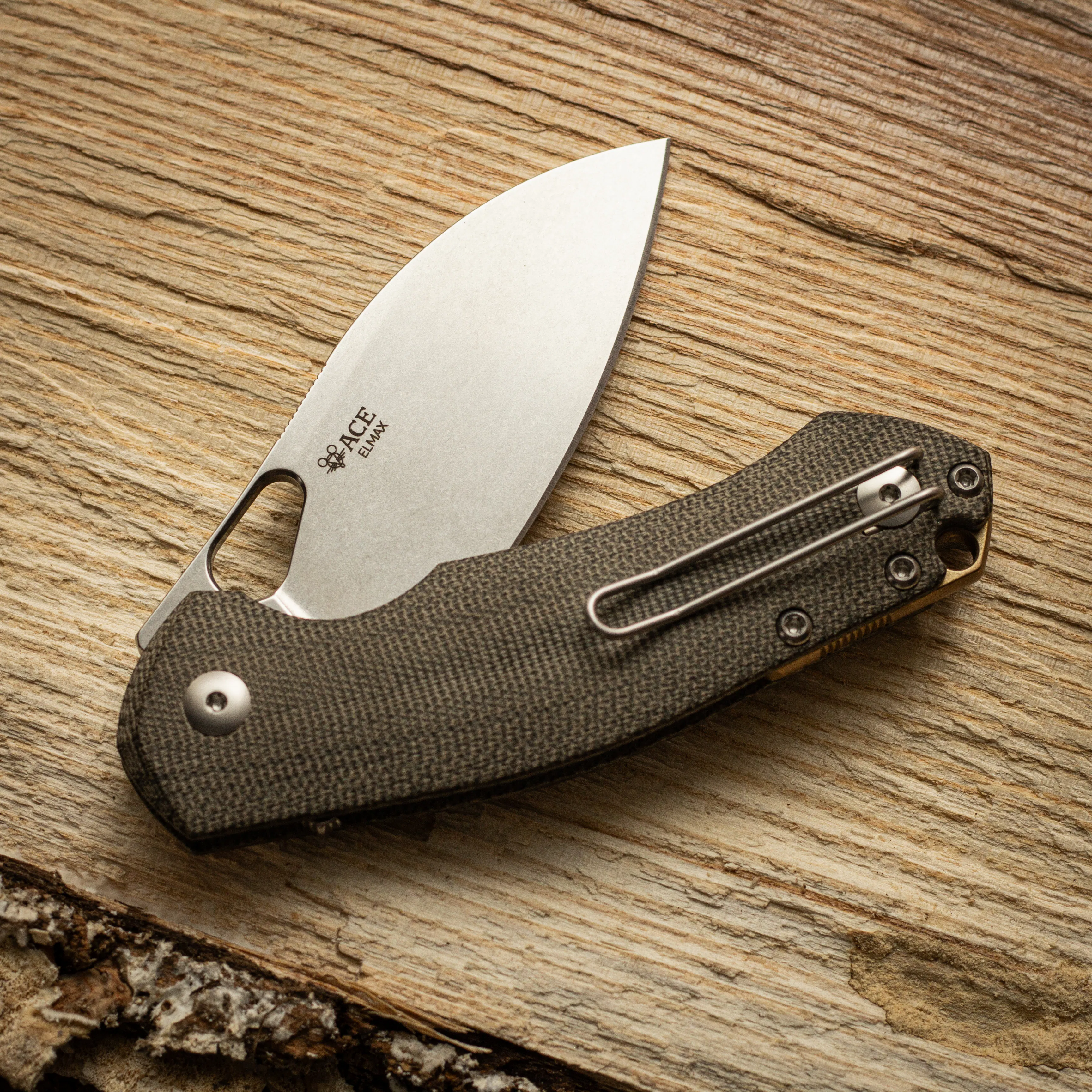 Giantmouse ACE Biblio XL Pocket Knife - Green Canvas / Stonewashed