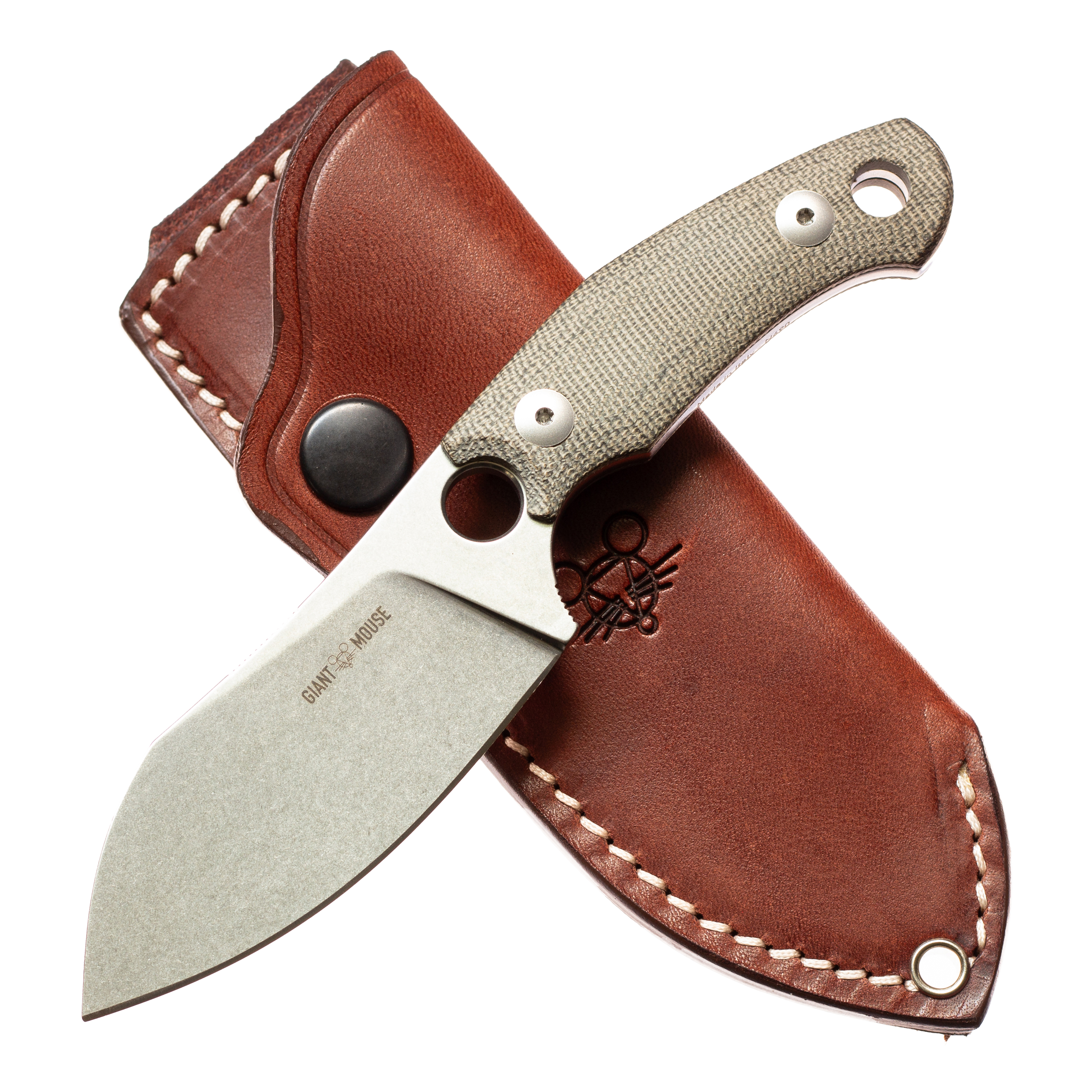 Giantmouse GMF1-XL Fixed Blade Knife - Green Canvas Micarta / N690