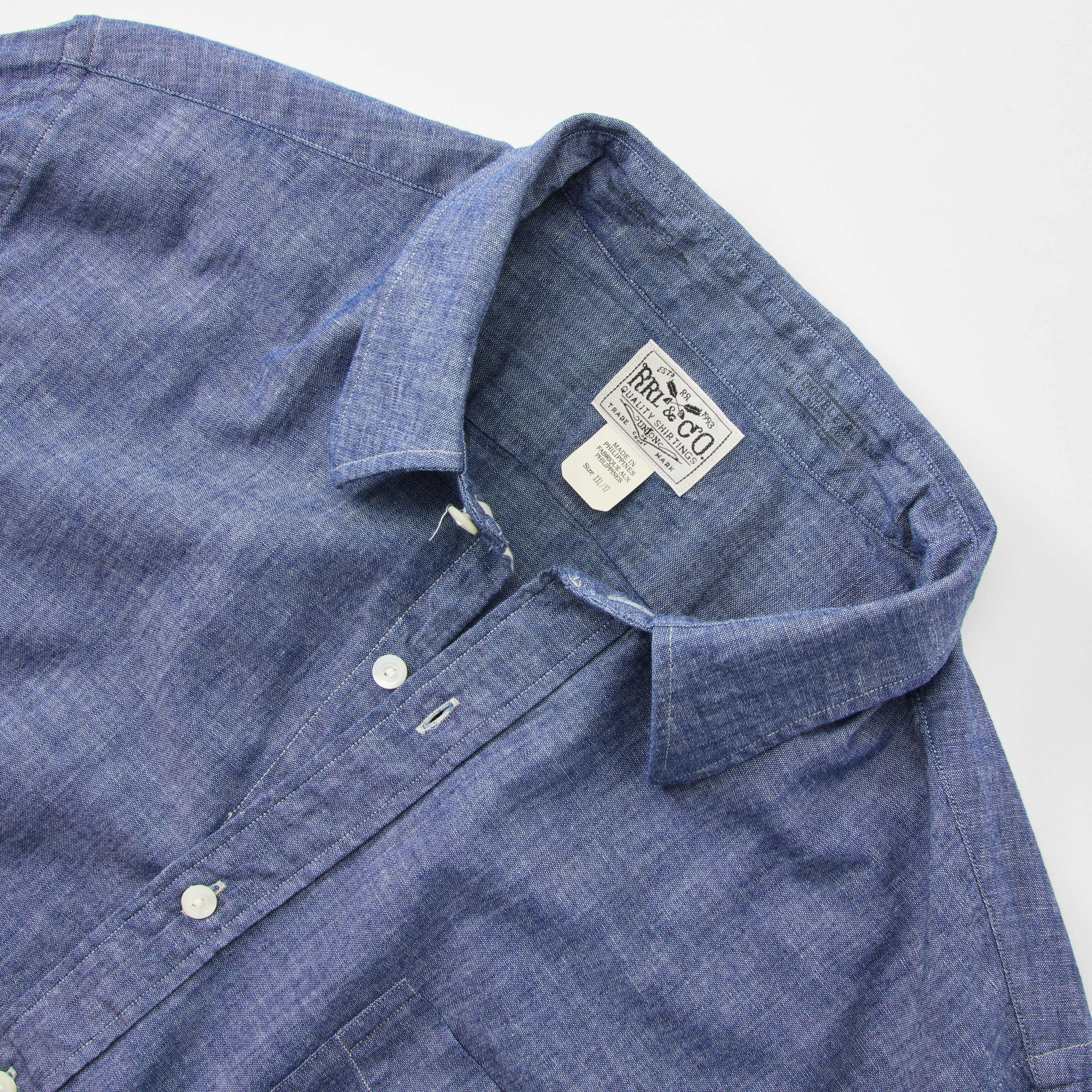 RRL Slim Fit Dress Shirt - Chambray Steel Blue | Long Sleeve