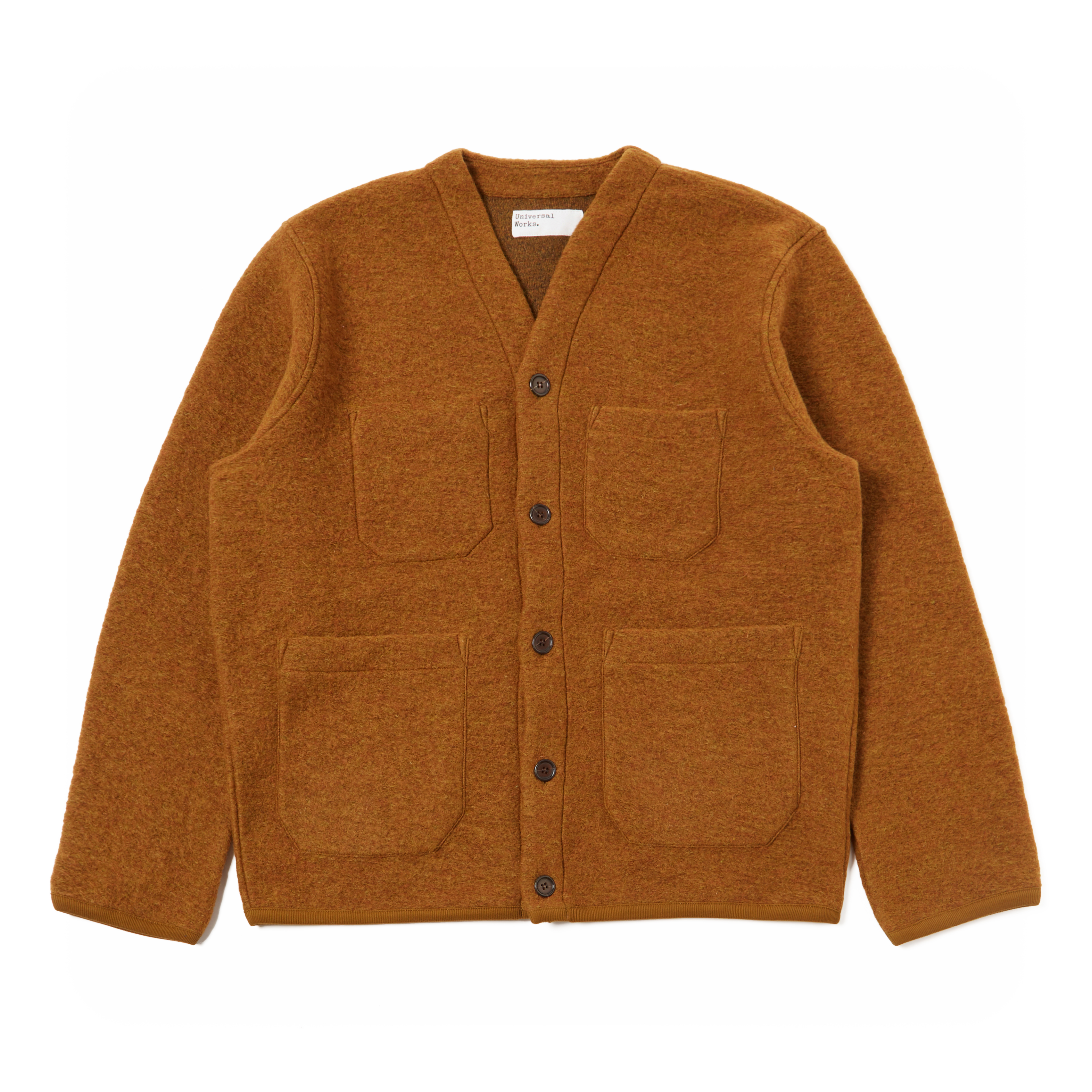 Universal Works Wool Blend Cardigan - Mustard | Cardigan Sweaters