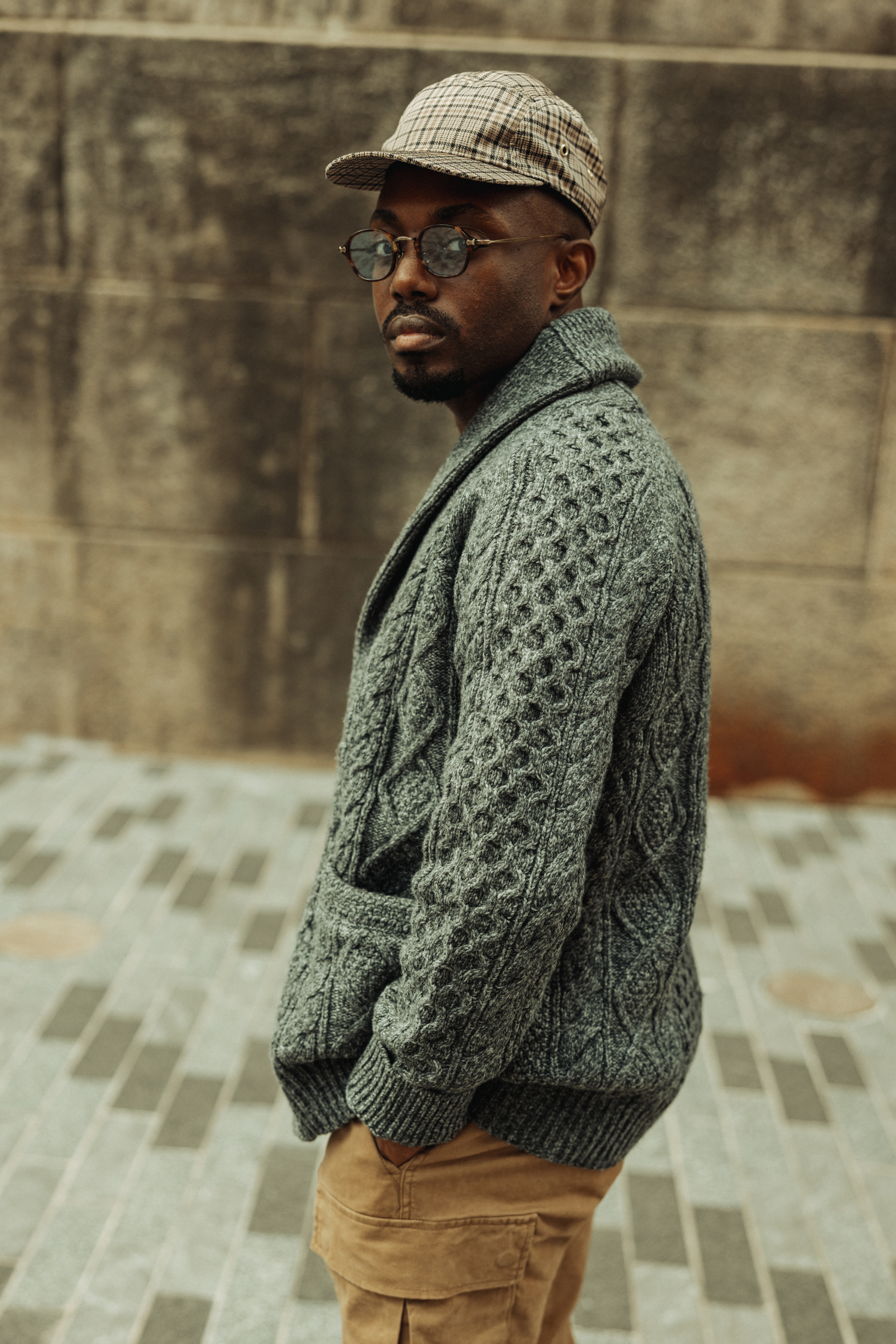 Flint and Tinder Aran Cable Knit Cardigan Sweater - Heather