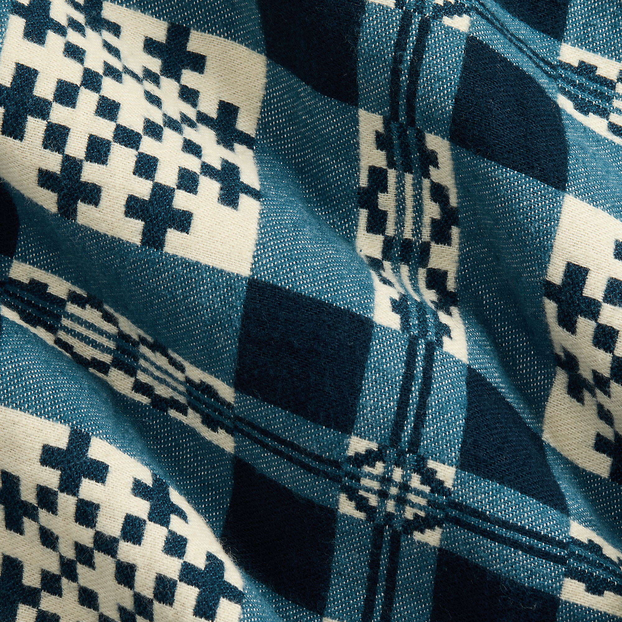 RRL Brushed Jacquard Patterned Shirt - Blue | Shirt Jackets