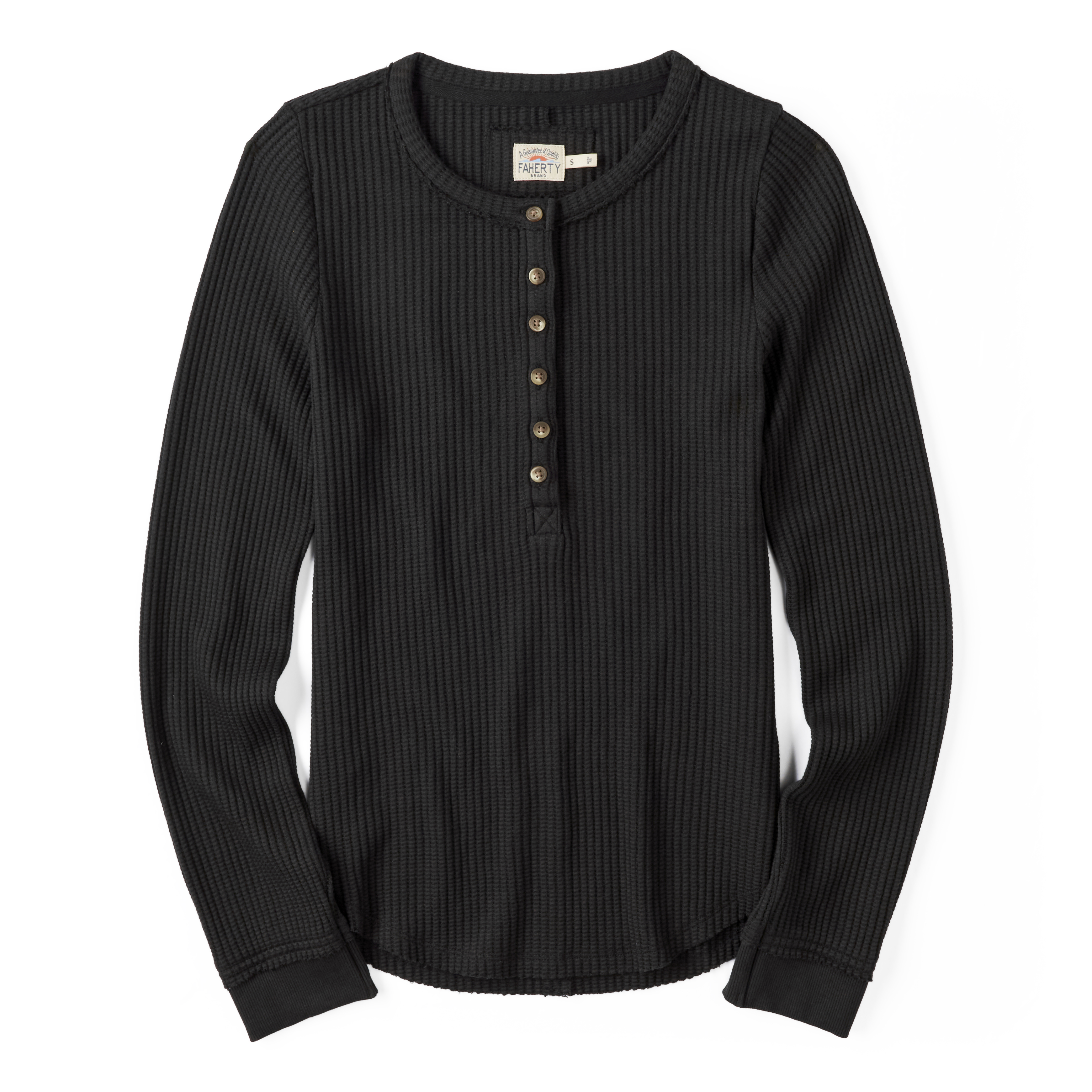 Faherty  レジェンド Apres Waffle Henley レディース シャツ トップス Black Faherty Brand Women's Legend Apres Waffle Henley - Black
