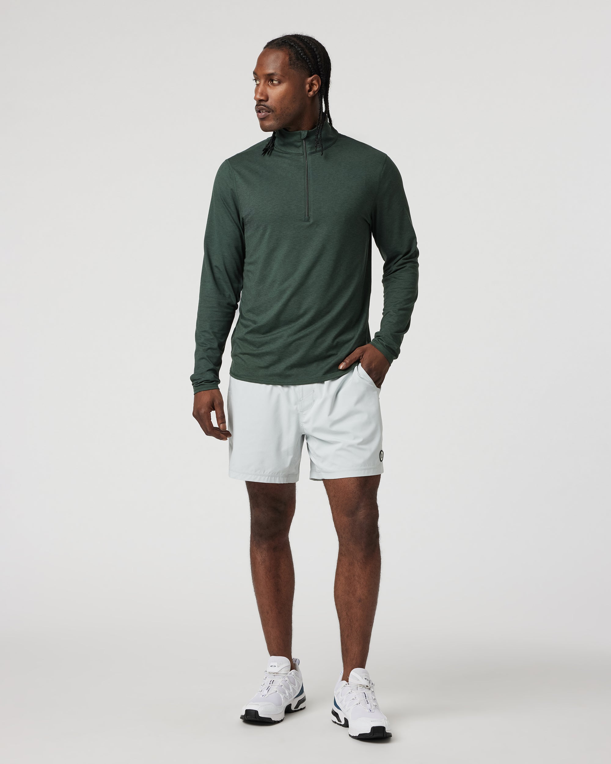 Vuori Ease Performance Half Zip - Aspen Heather | Active Tops