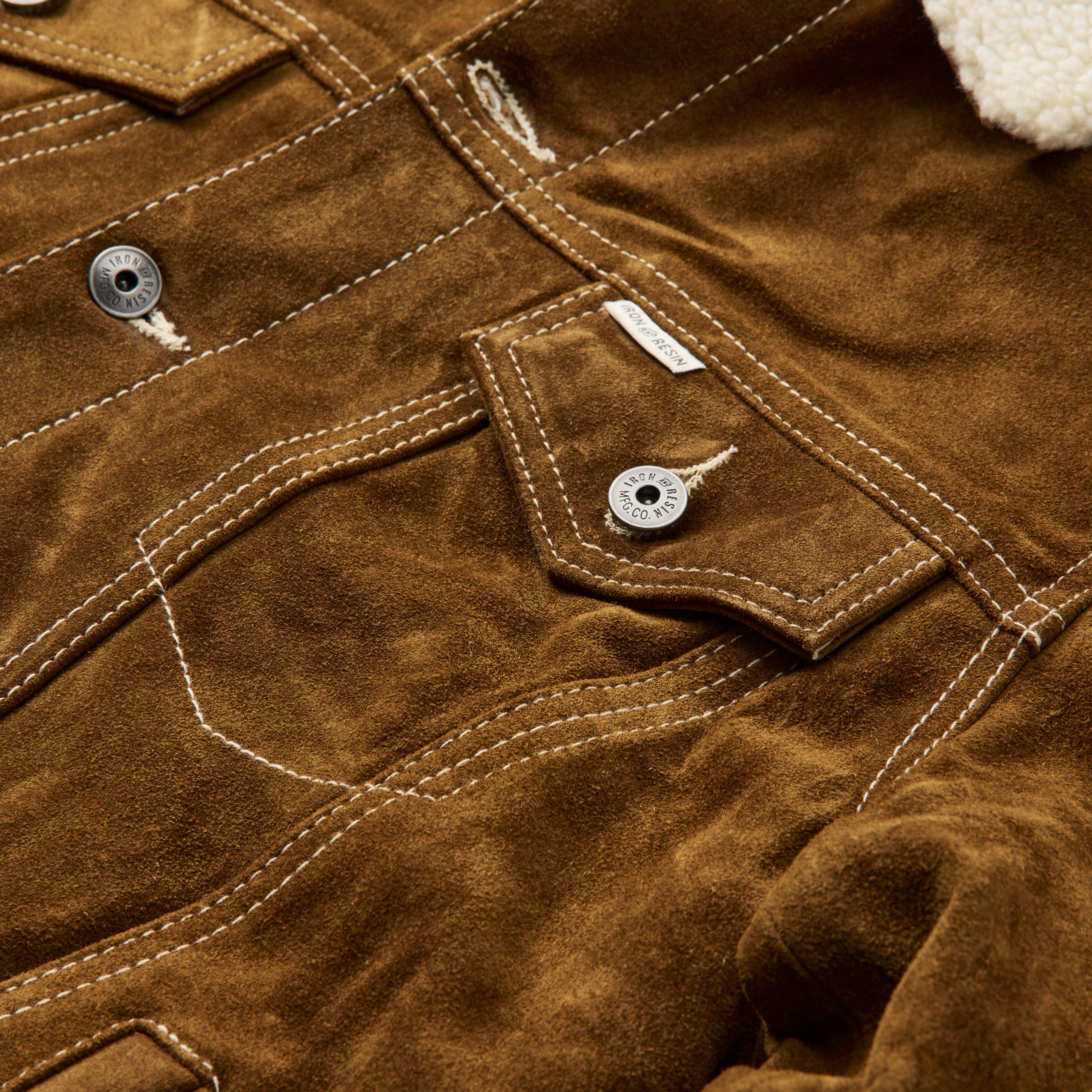 Iron and Resin Open Road Suede Trucker Jacket - Cognac