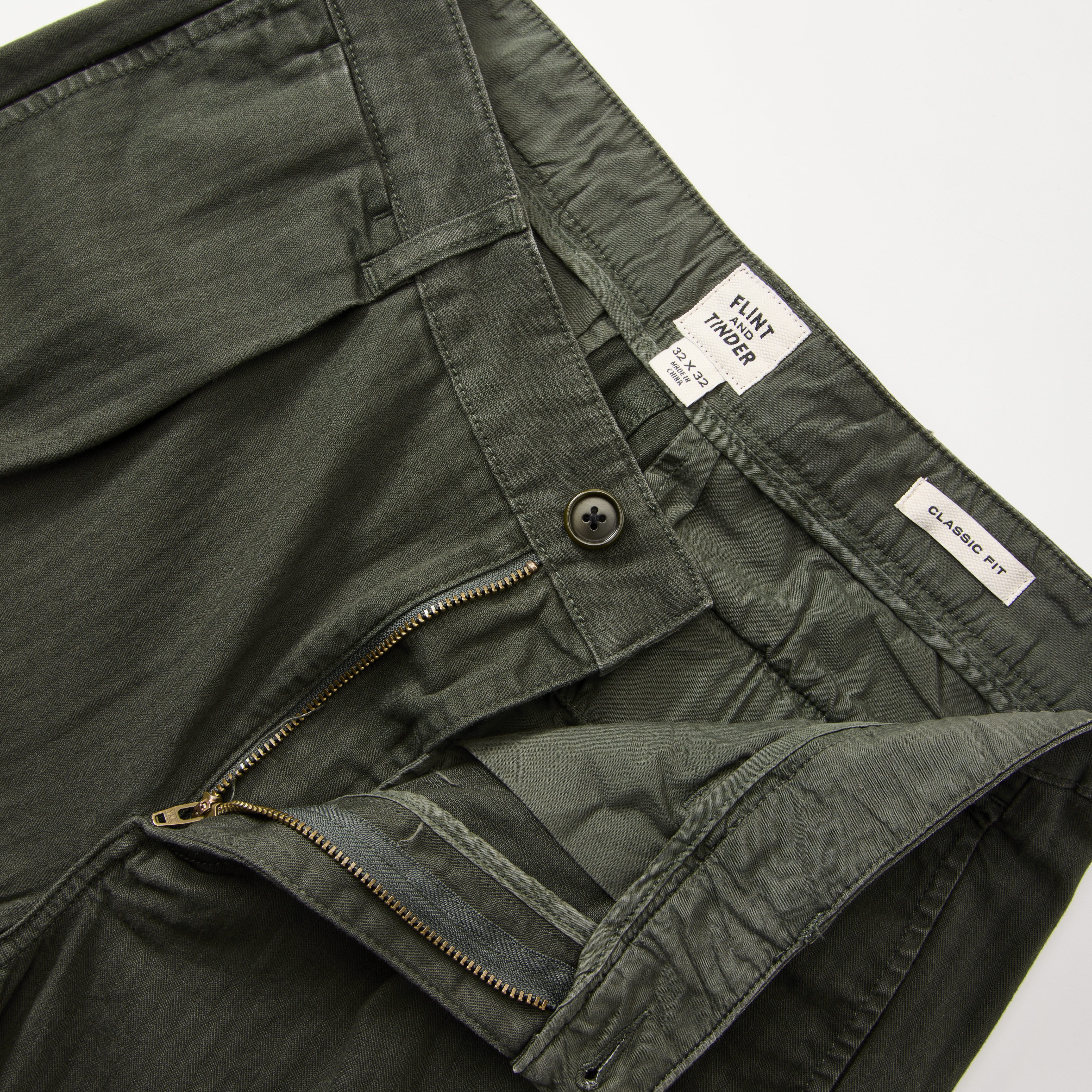 Flint and Tinder Pleated Herringbone Chino - HB Classic - Forest