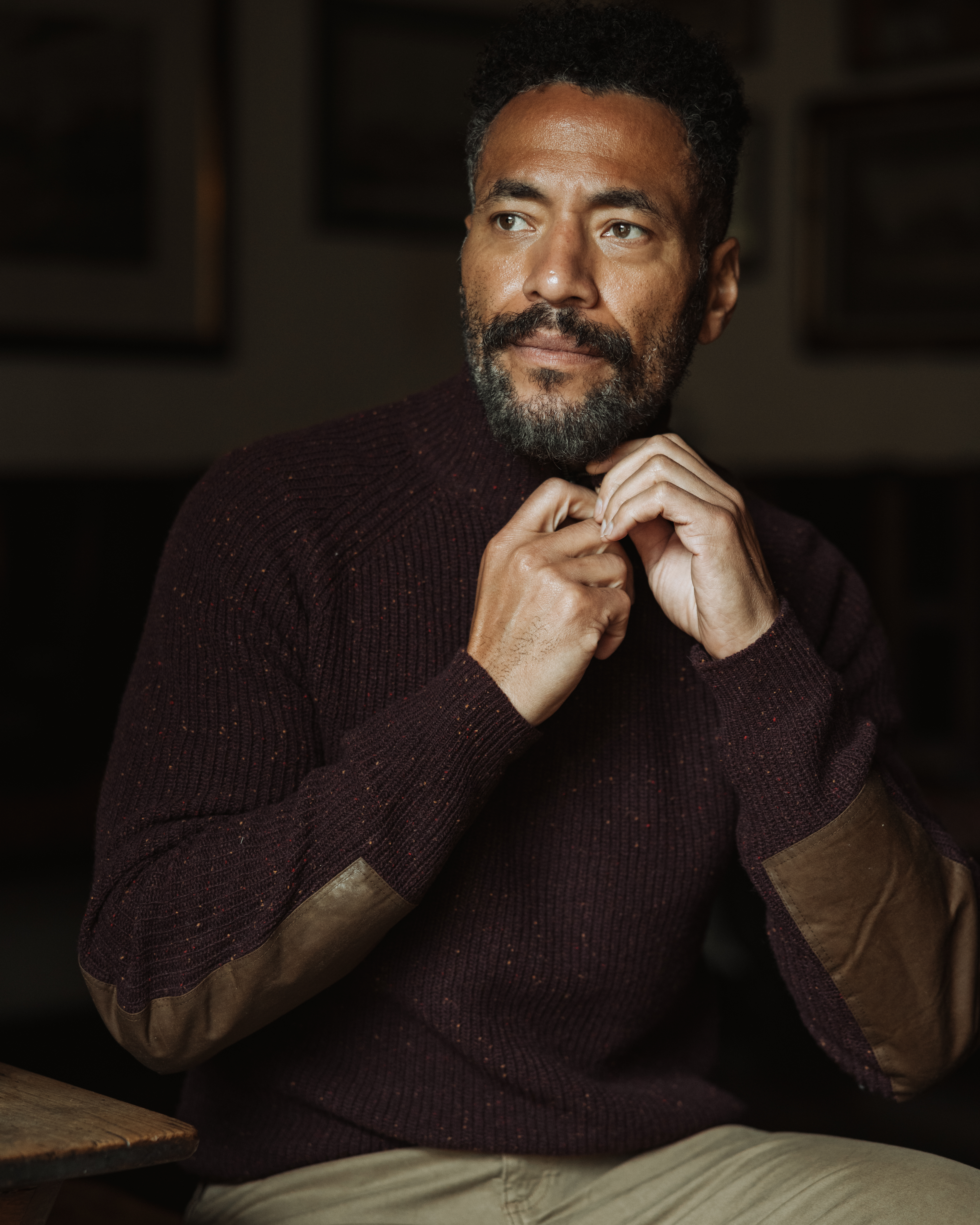 Flint and Tinder Highlands Guide Quarter Zip Sweater - Burgundy