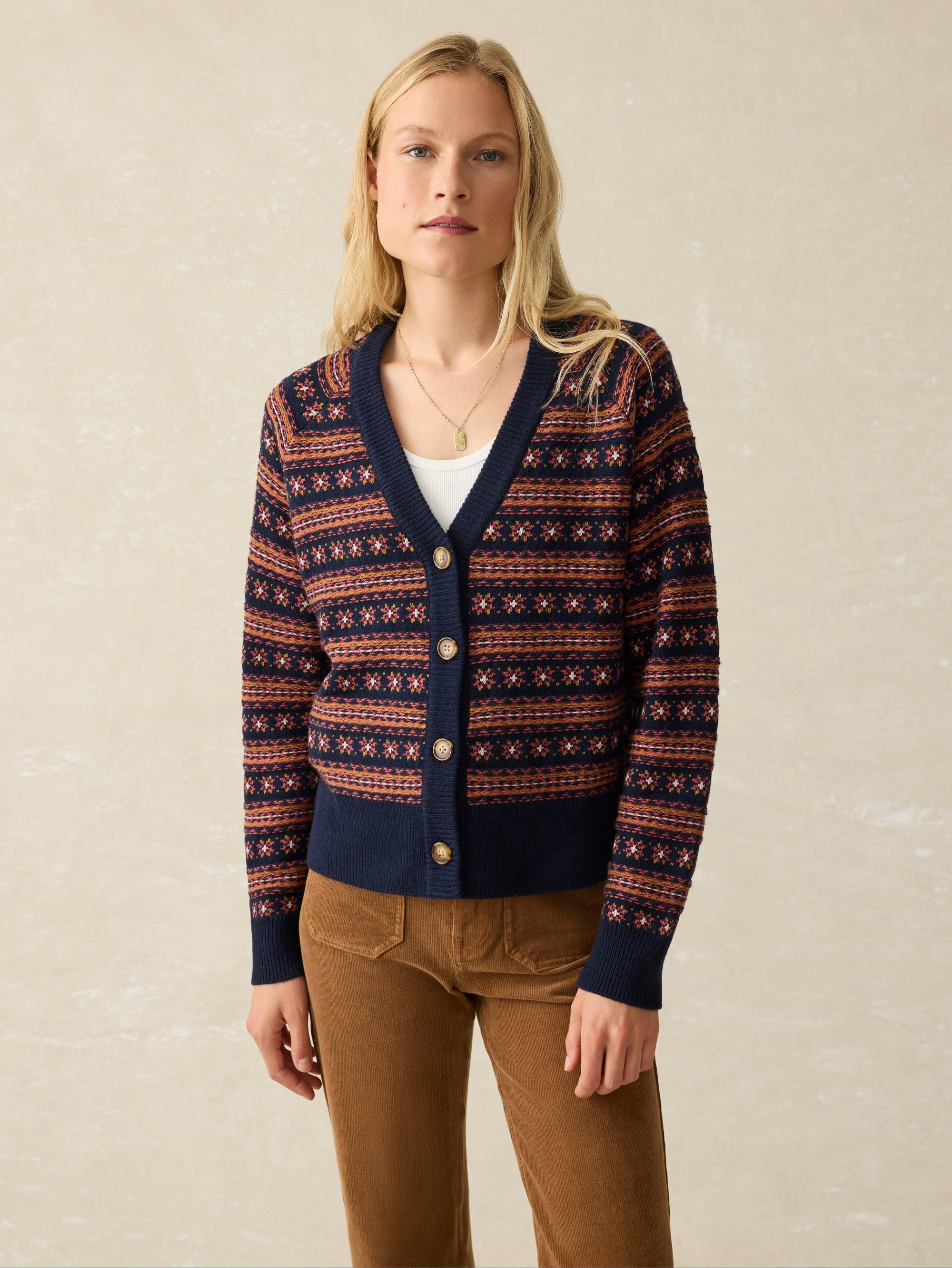 (取寄) ファリティ レディース ハイランド フェアアイル Vネック セーター Faherty women Highland Fairisle Vneck Sweater Sugar Cookie Fairisle Faherty Women's Highland Fair Isle V Neck Sweater, Sugar