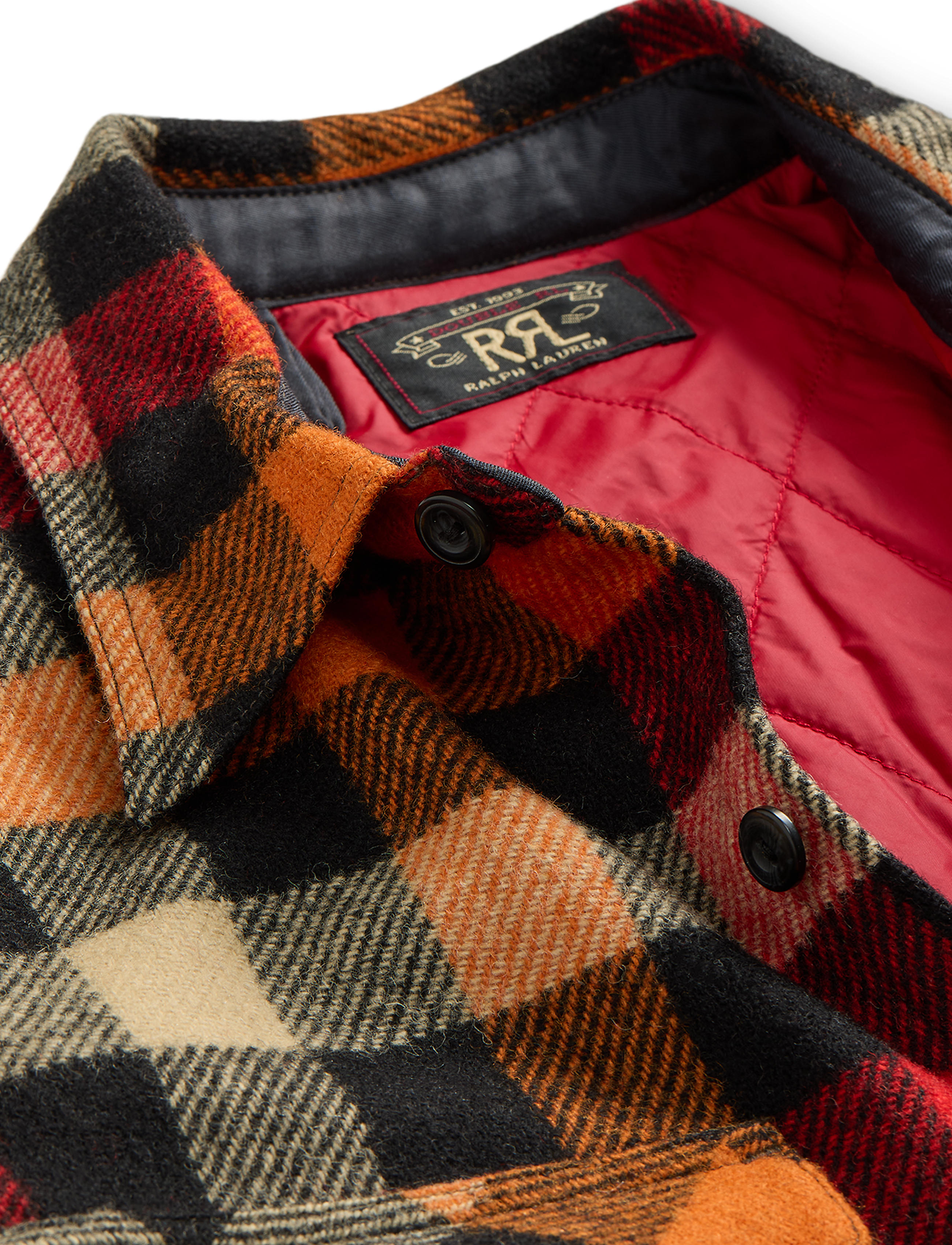 RRL Mason Wool Blend Overshirt - Red/Orange | Long Sleeve Shirts
