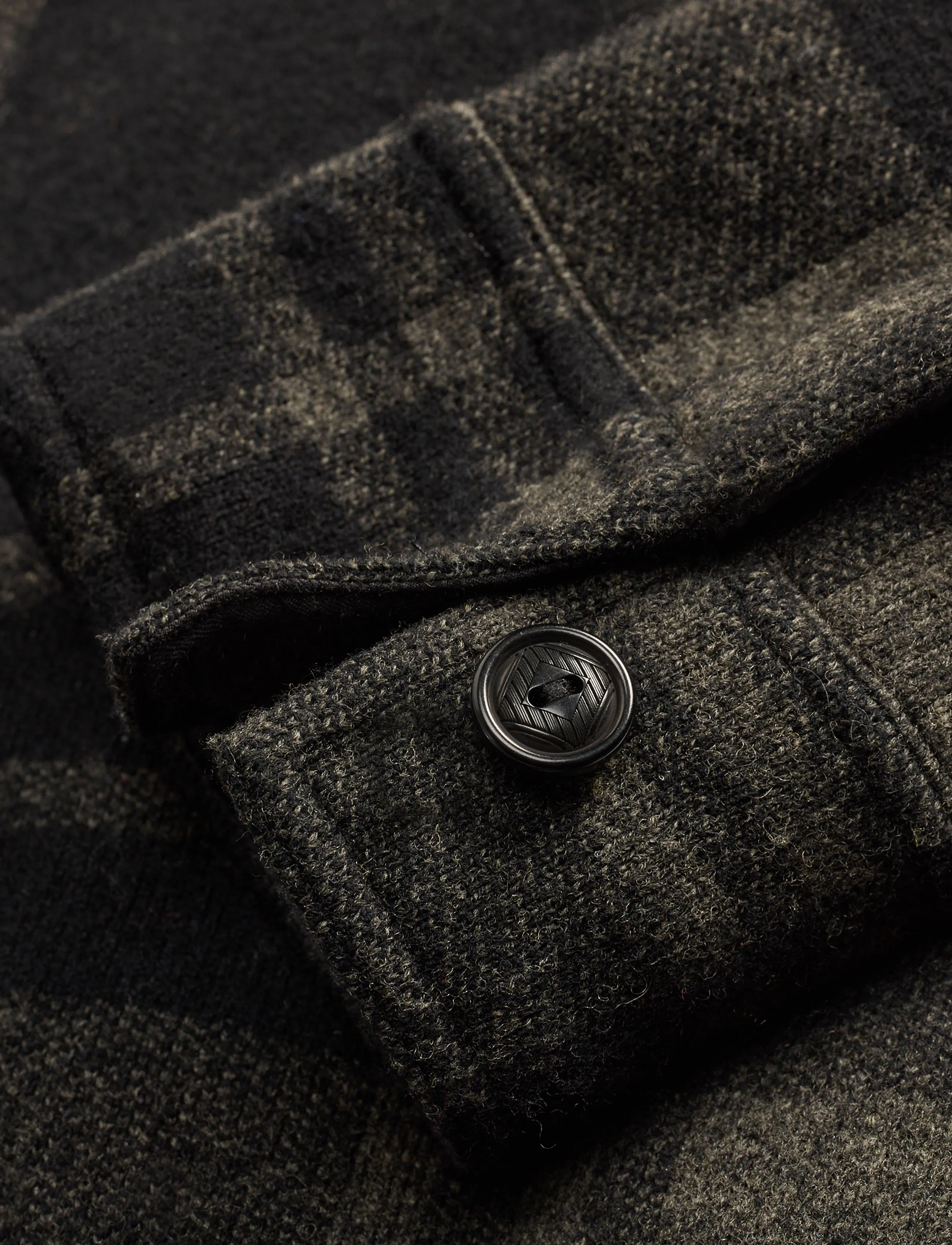 RRL Matlock Cashmere Blend Sweater Shirt - Black/Grey | Long